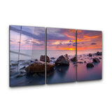 Stones and Sunset Trio | Glass Wall Art