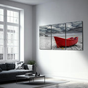 ・"Red Boat - Trio"・Glass Wall Art - ArtDesigna Glass Printing Wall Art