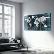 ・"World Map - Trio"・Glass Wall Art - ArtDesigna Glass Printing Wall Art