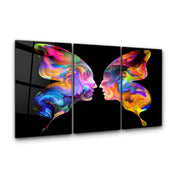 ・"Butterfly Abstract Faces - Trio"・Glass Wall Art - ArtDesigna Glass Printing Wall Art