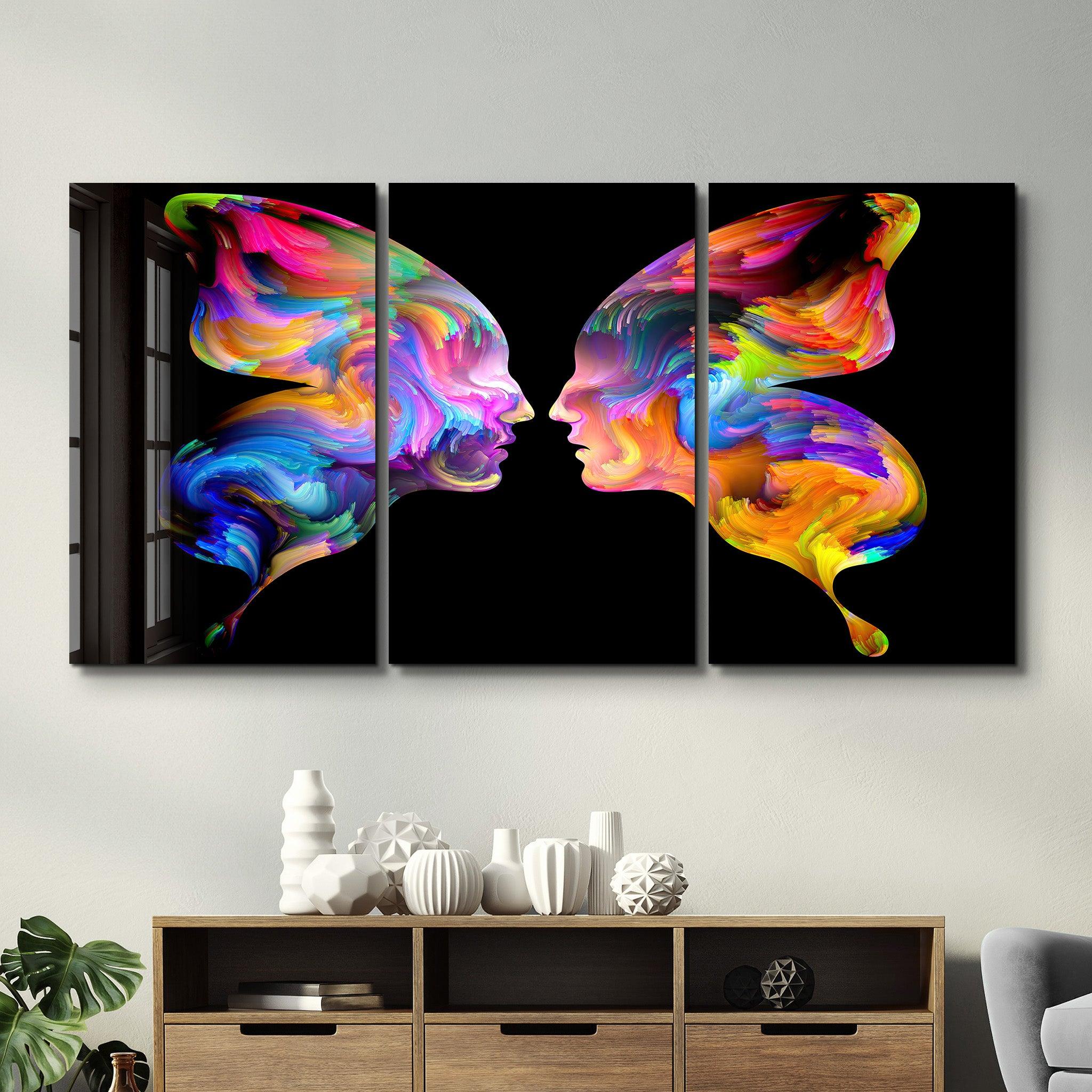 ・"Butterfly Abstract Faces - Trio"・Glass Wall Art - ArtDesigna Glass Printing Wall Art