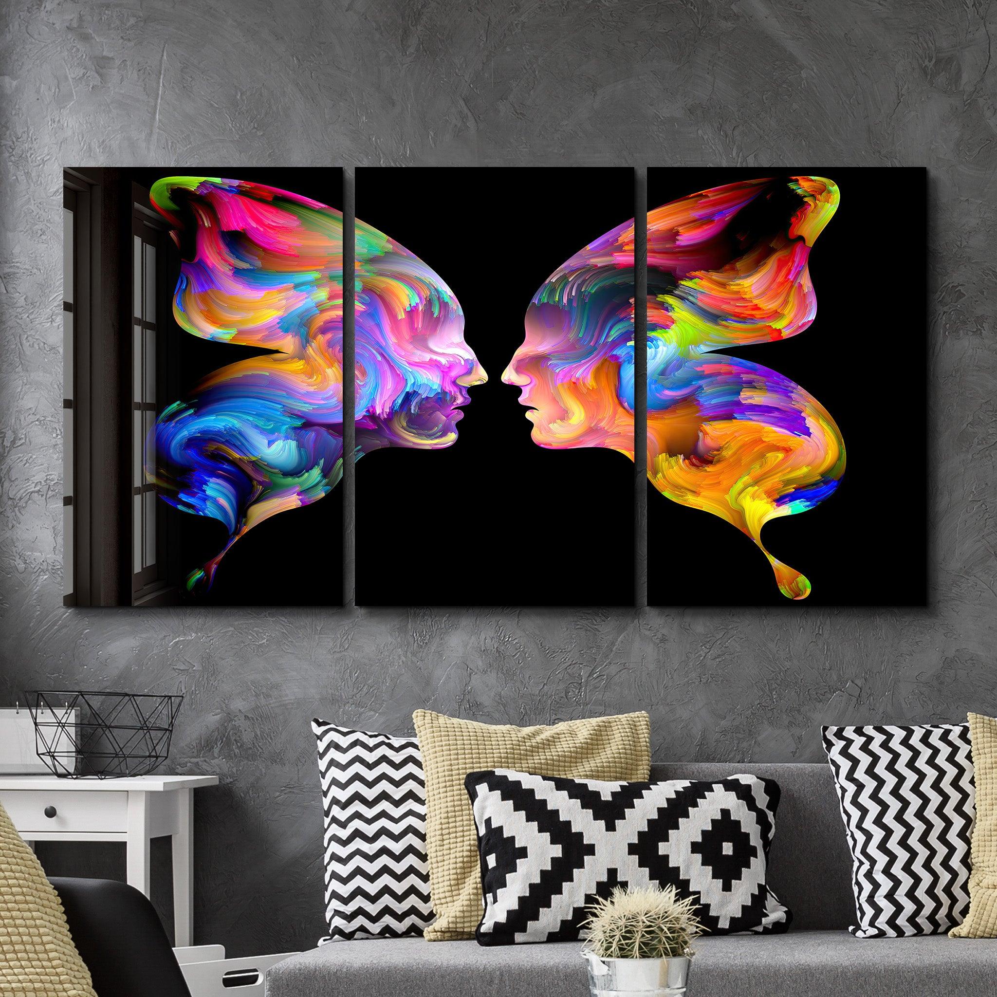 ・"Butterfly Abstract Faces - Trio"・Glass Wall Art - ArtDesigna Glass Printing Wall Art