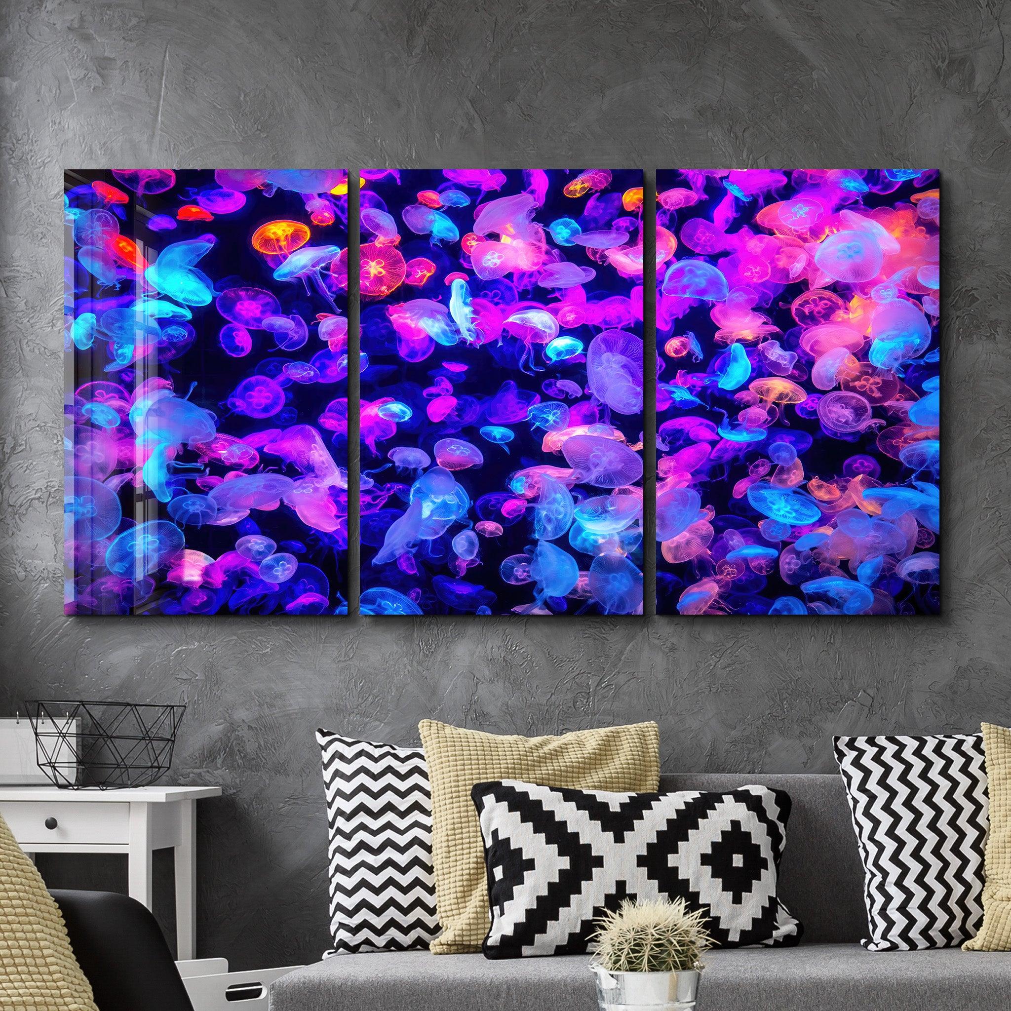 ・"Jellyfish - Trio"・Glass Wall Art - ArtDesigna Glass Printing Wall Art