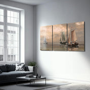 ・"Oil Painting Old Sea - Trio"・Glass Wall Art - ArtDesigna Glass Printing Wall Art