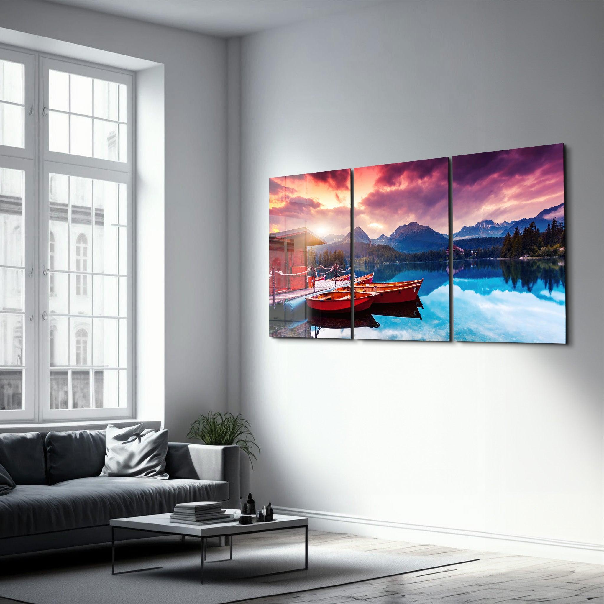 ・"Silent Lake V1 - Trio"・Glass Wall Art - ArtDesigna Glass Printing Wall Art