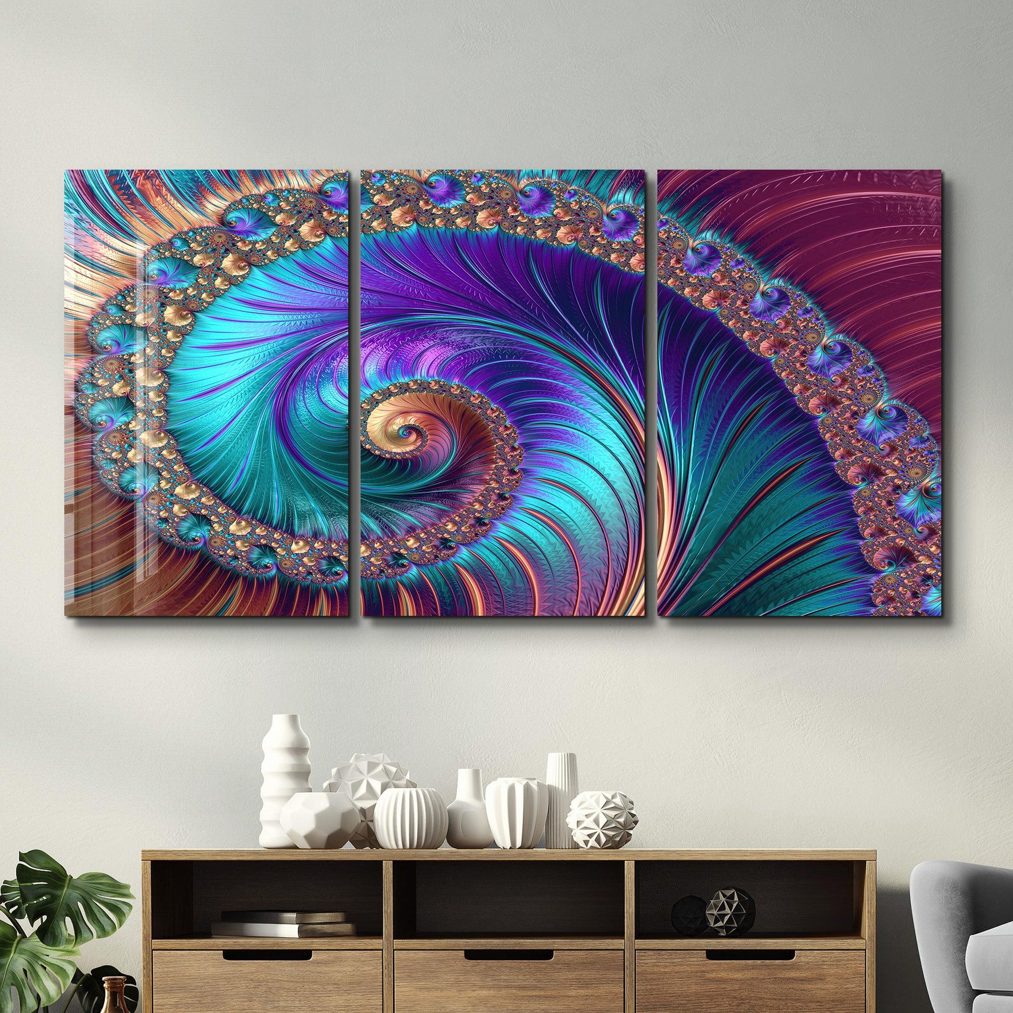 ・"Blue Swirl - Trio"・Glass Wall Art - ArtDesigna Glass Printing Wall Art