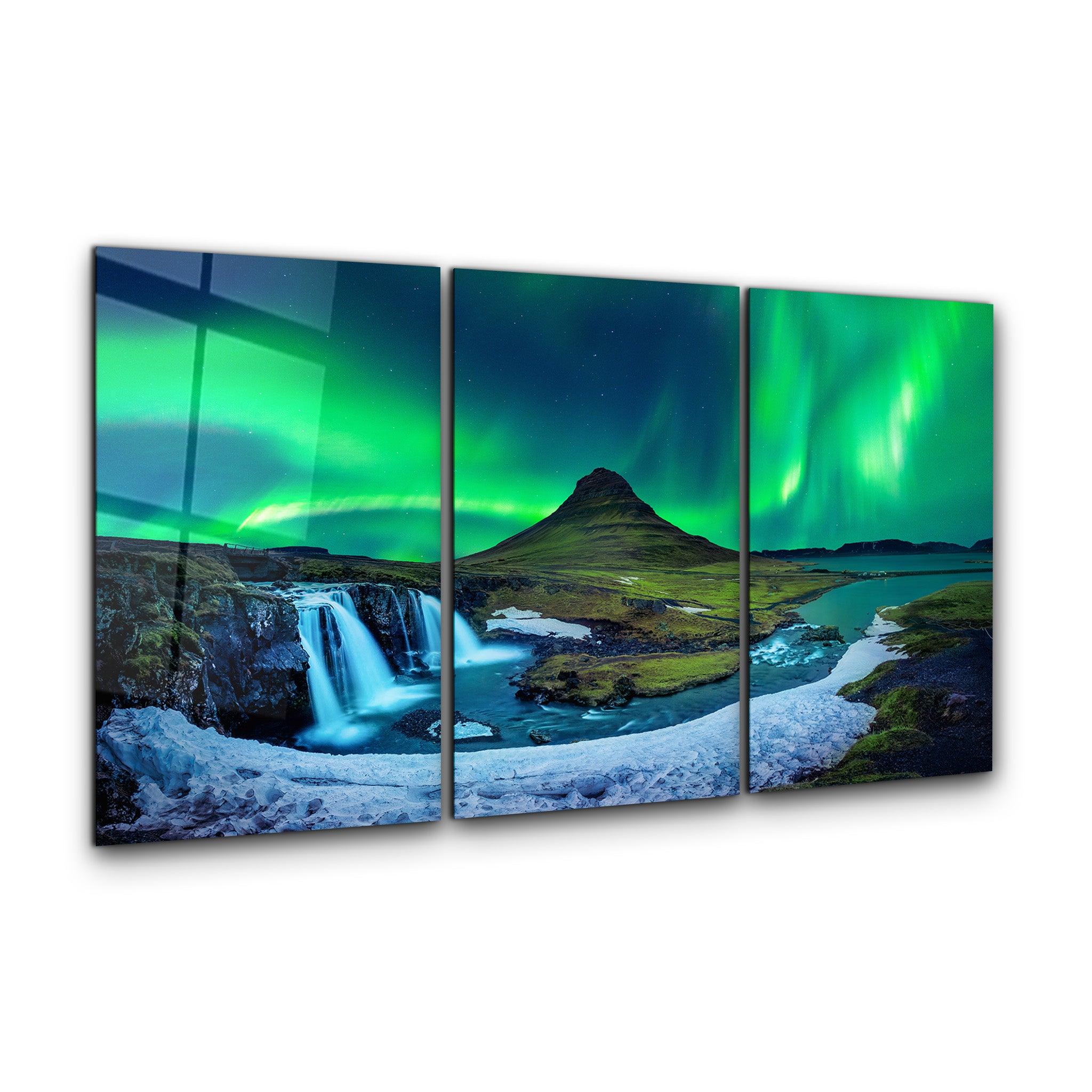 ・"Aurora Borealis - Northern Lights - Trio"・Glass Wall Art - ArtDesigna Glass Printing Wall Art