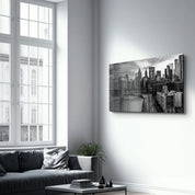 Empty Road in Downtown | Glass Wall Art