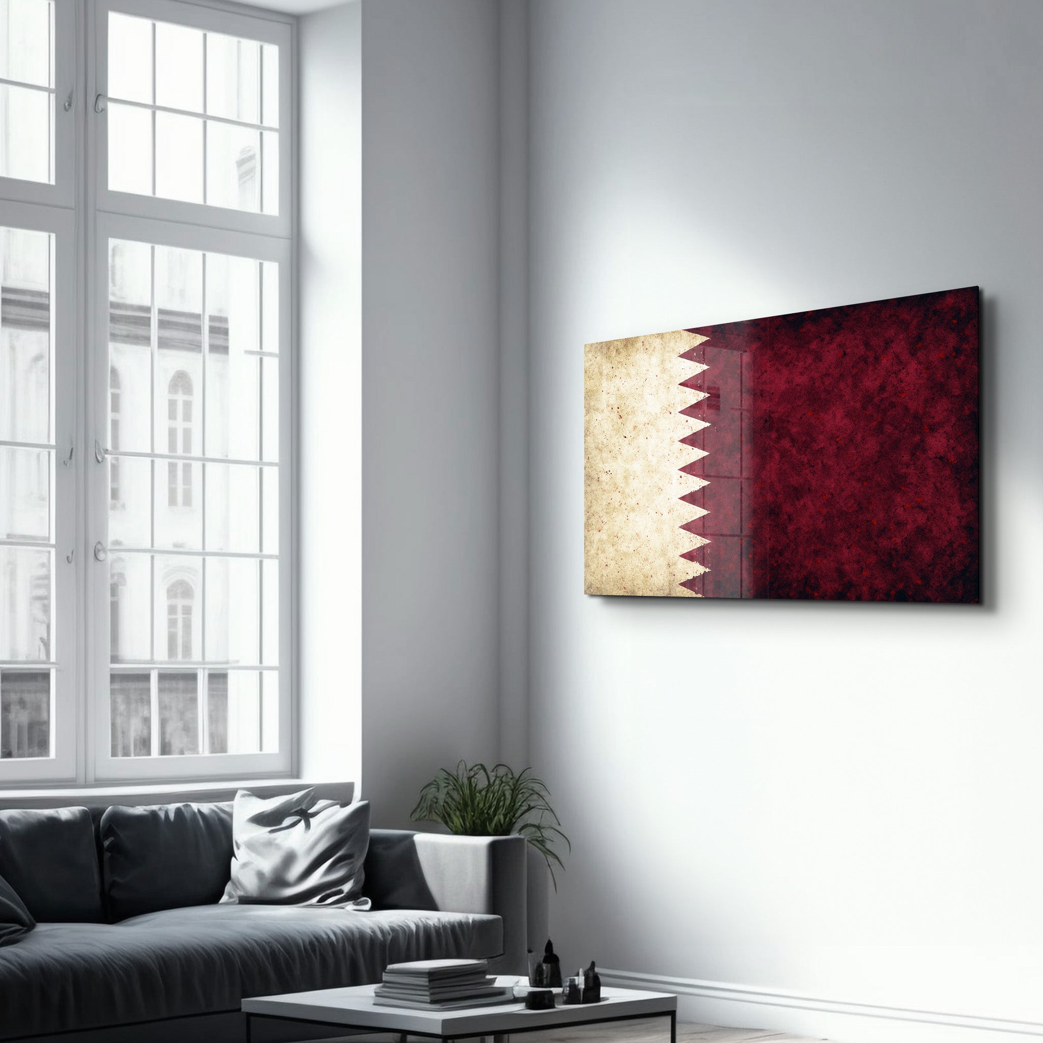 Qatar Flag Splash - Glass Wall Art