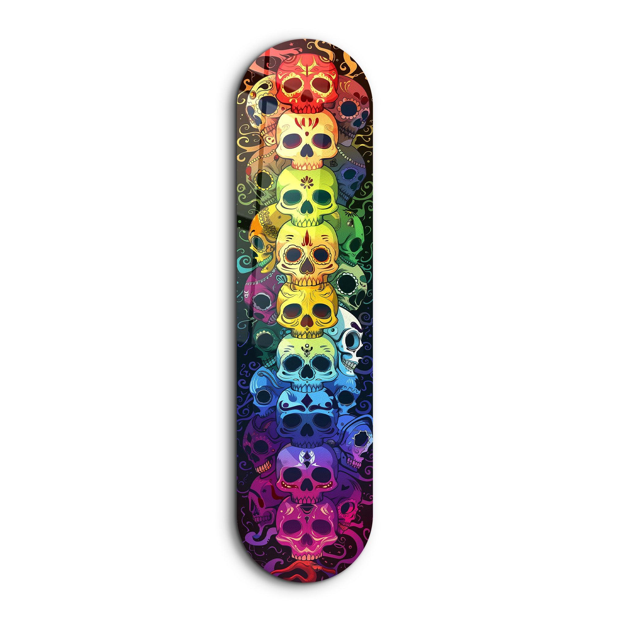 Colorful Skulls | Glass Wall Art - Artdesigna