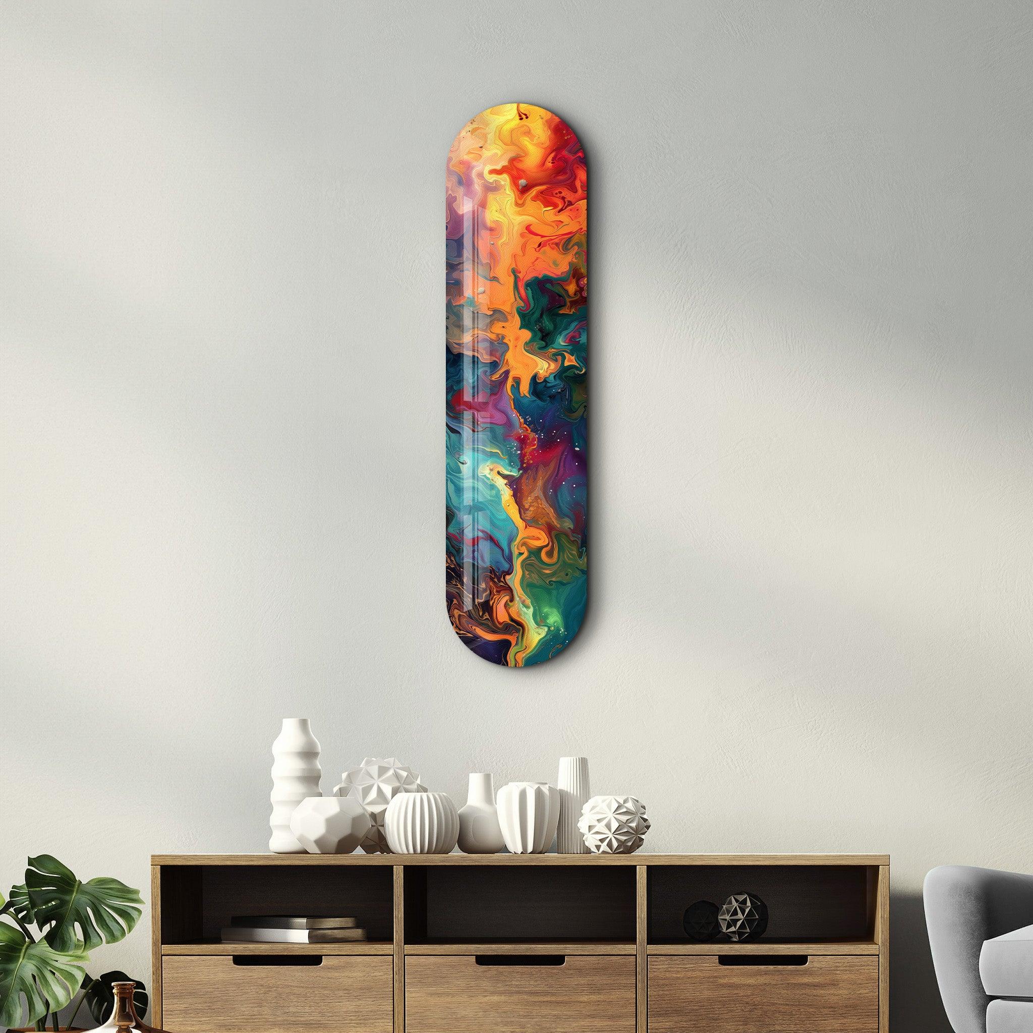 Abstract Paint Waves V2 | Glass Wall Art - Artdesigna