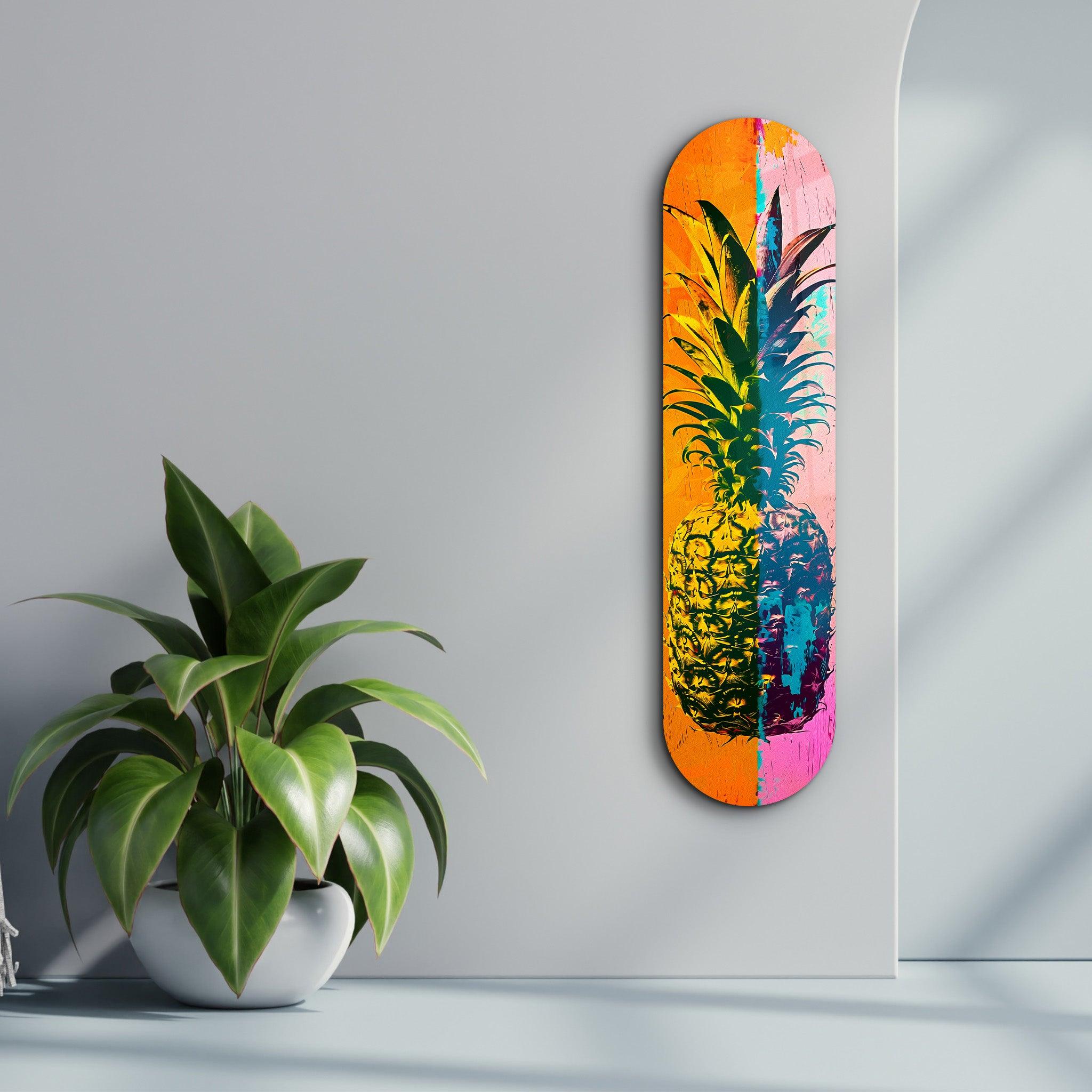 Ananas Pink Orange| Glass Wall Art - Artdesigna