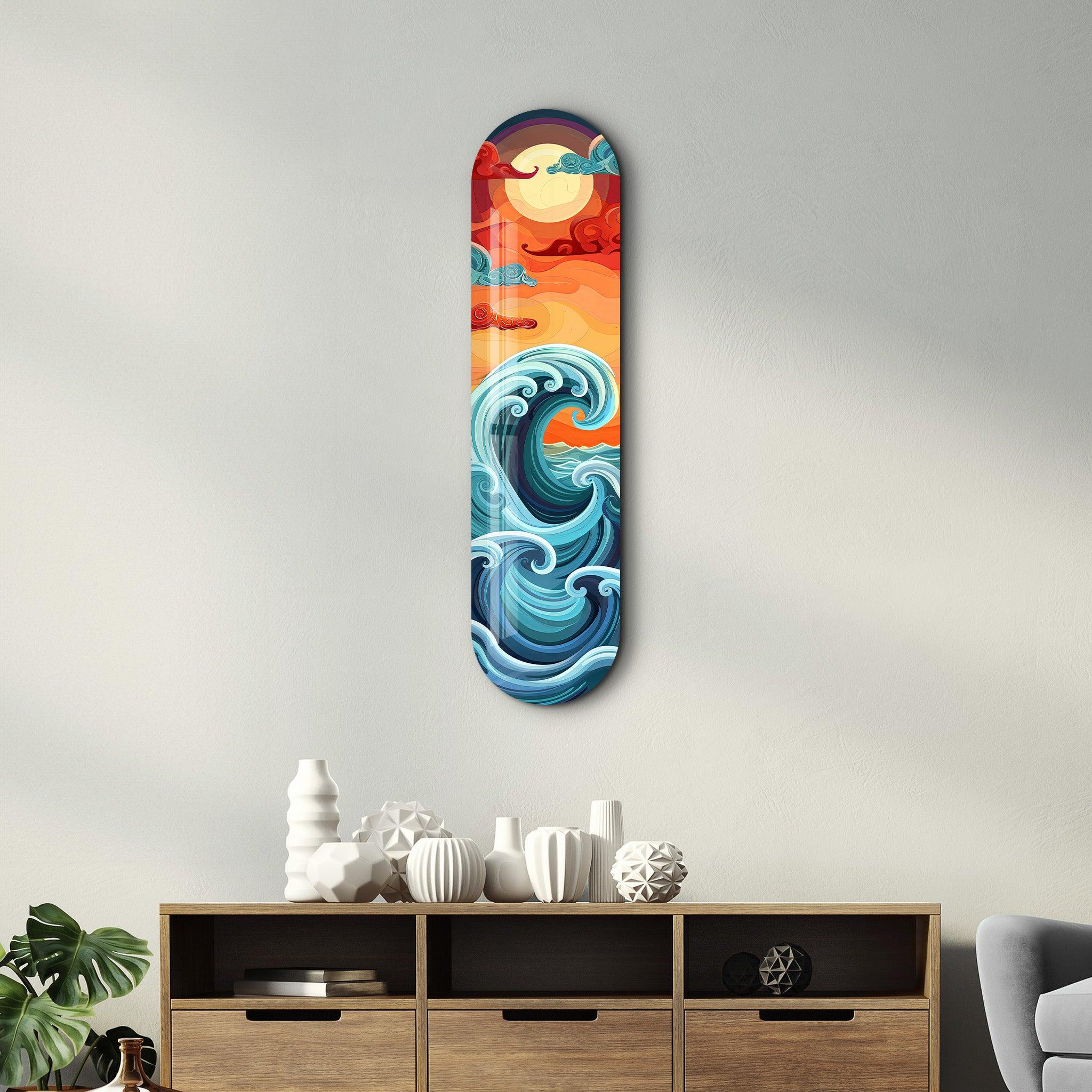 Ocean Waves V4 | Glass Wall Art - Artdesigna