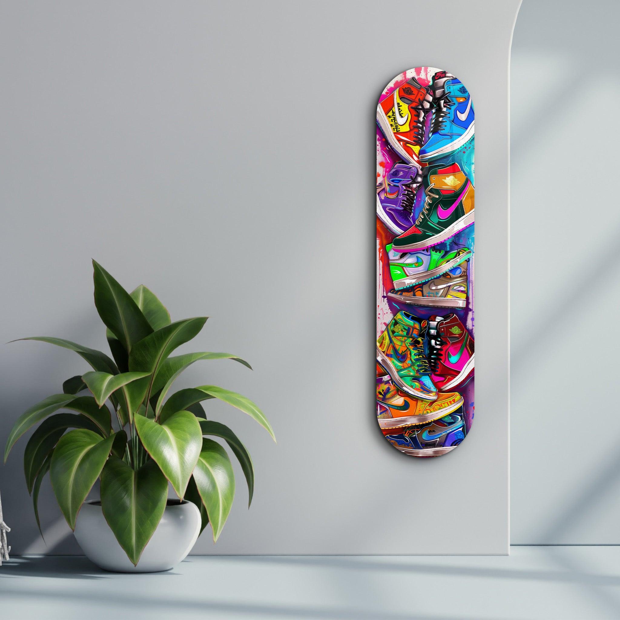 Colorful Sneakers | Glass Wall Art - Artdesigna