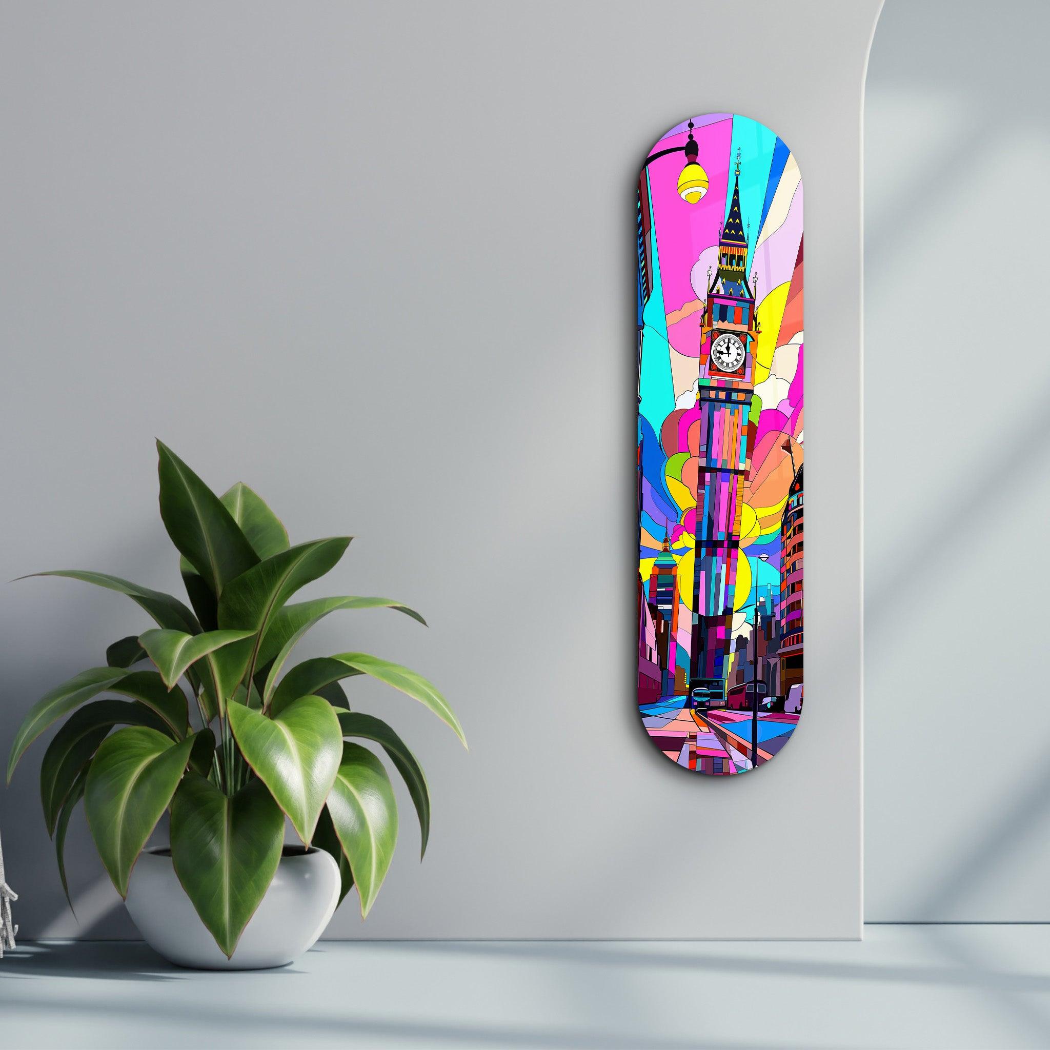 London Skateboard | Glass Wall Art - Artdesigna