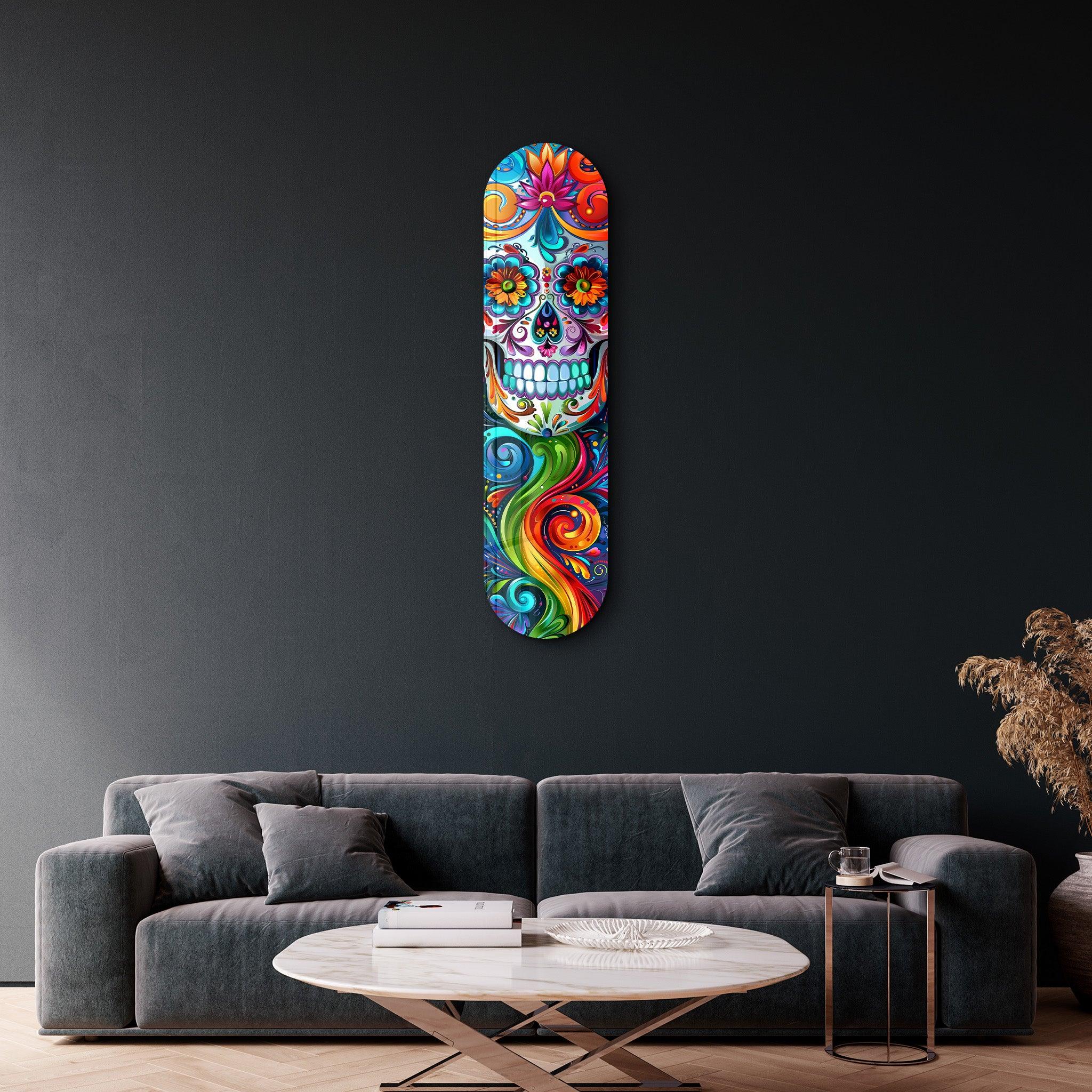 Lady Skull | Glass Wall Art - Artdesigna