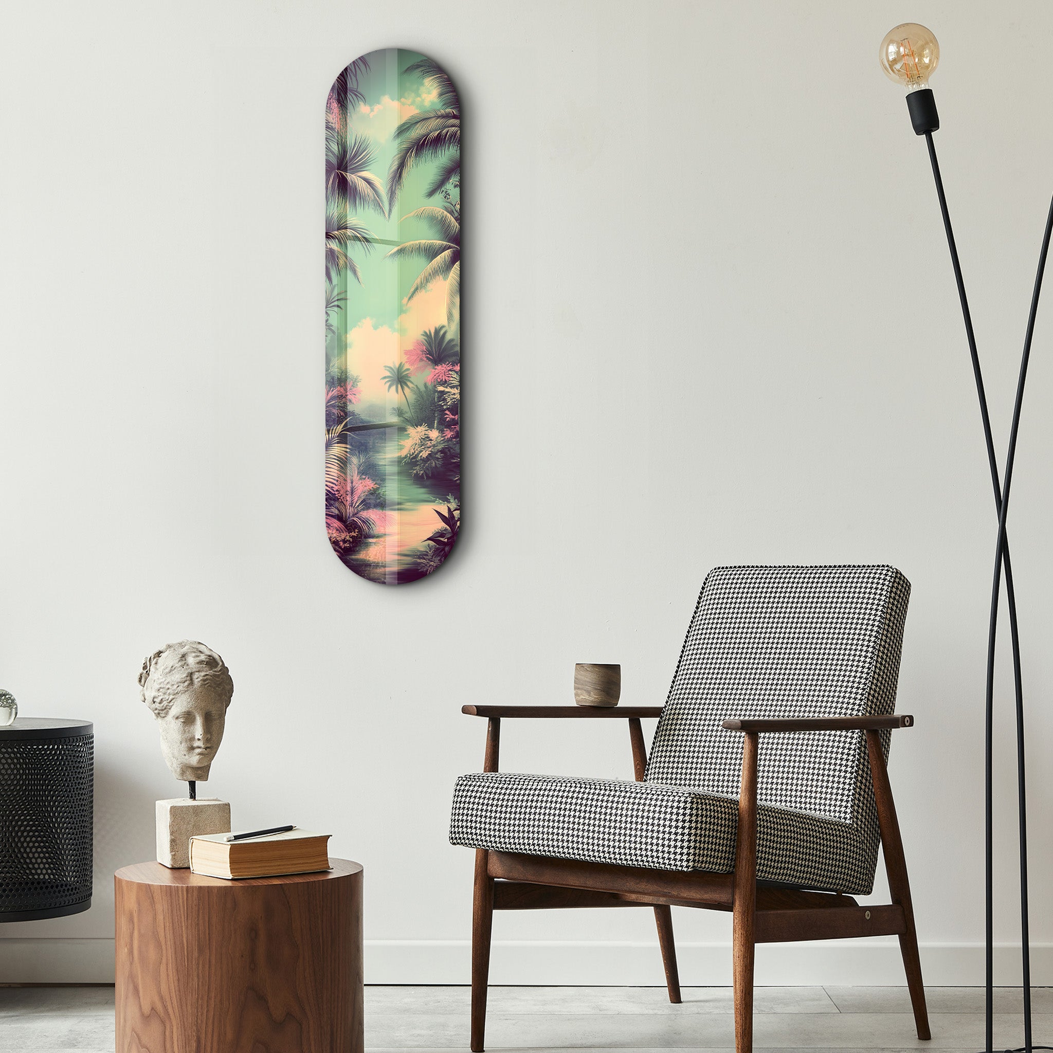 Retro Palm Heaven | Glass Wall Art - Artdesigna