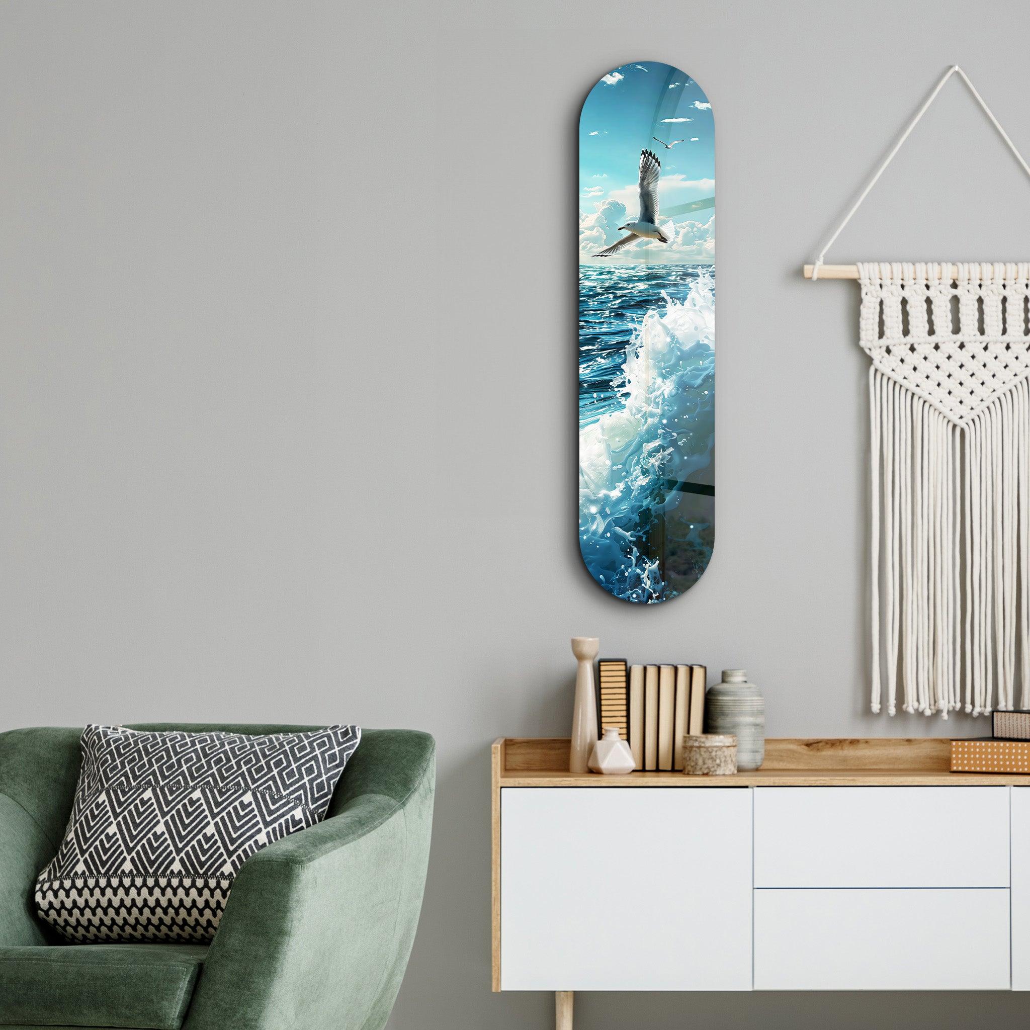 Sea Gull and Ocean | Glass Wall Art - Artdesigna