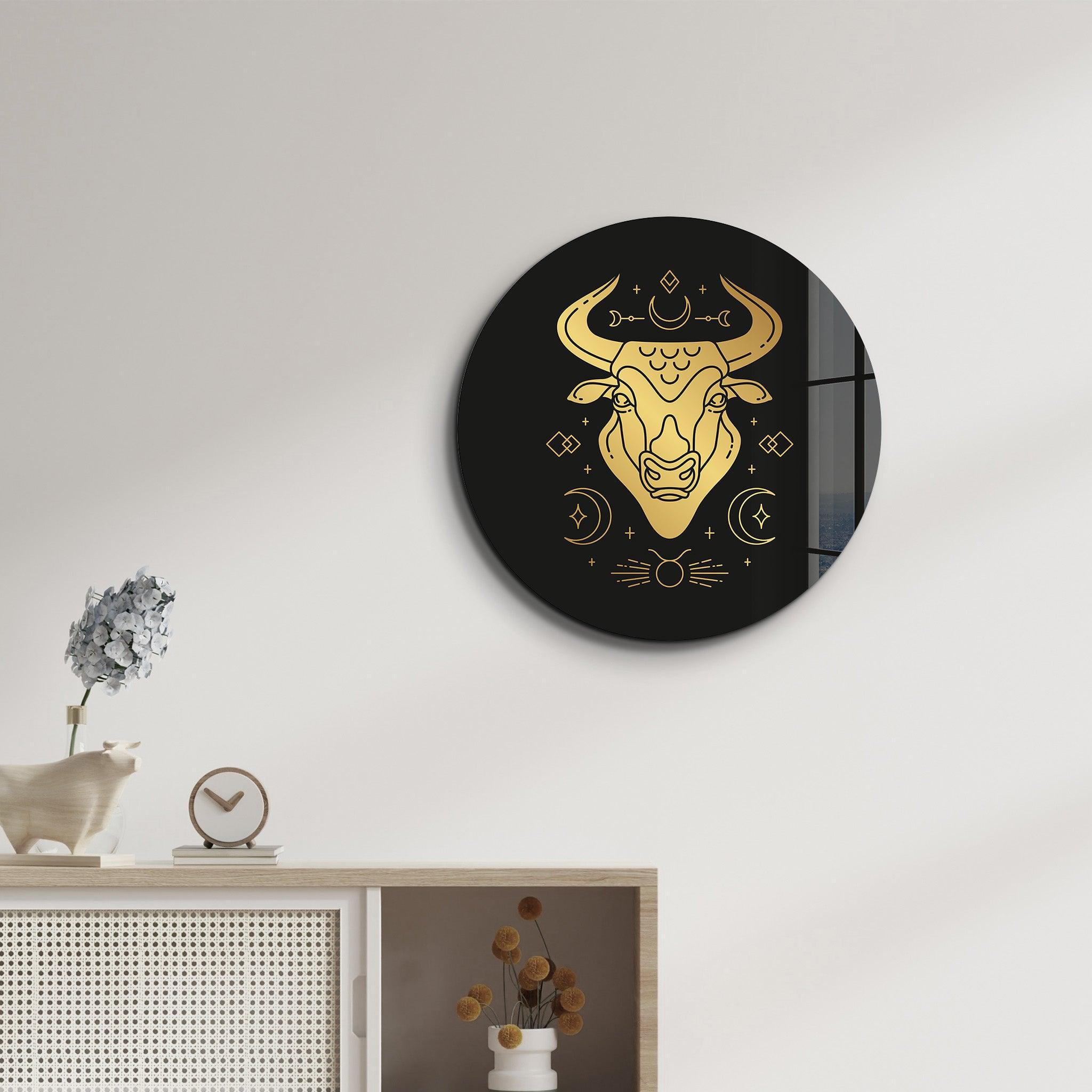 ・"Zodiac Signs - Taurus"・Rounded Glass Wall Art - ArtDesigna Glass Printing Wall Art