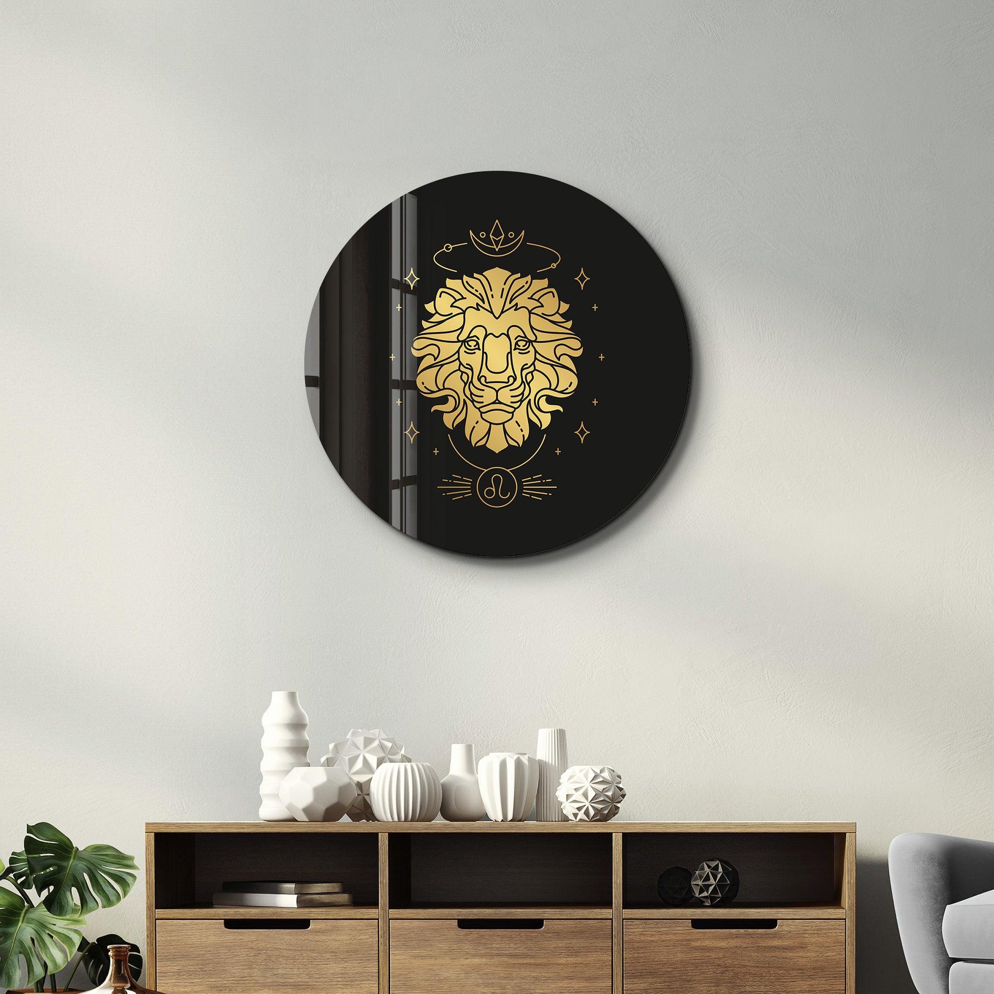 ・"Zodiac Signs - Leo"・Rounded Glass Wall Art - ArtDesigna Glass Printing Wall Art