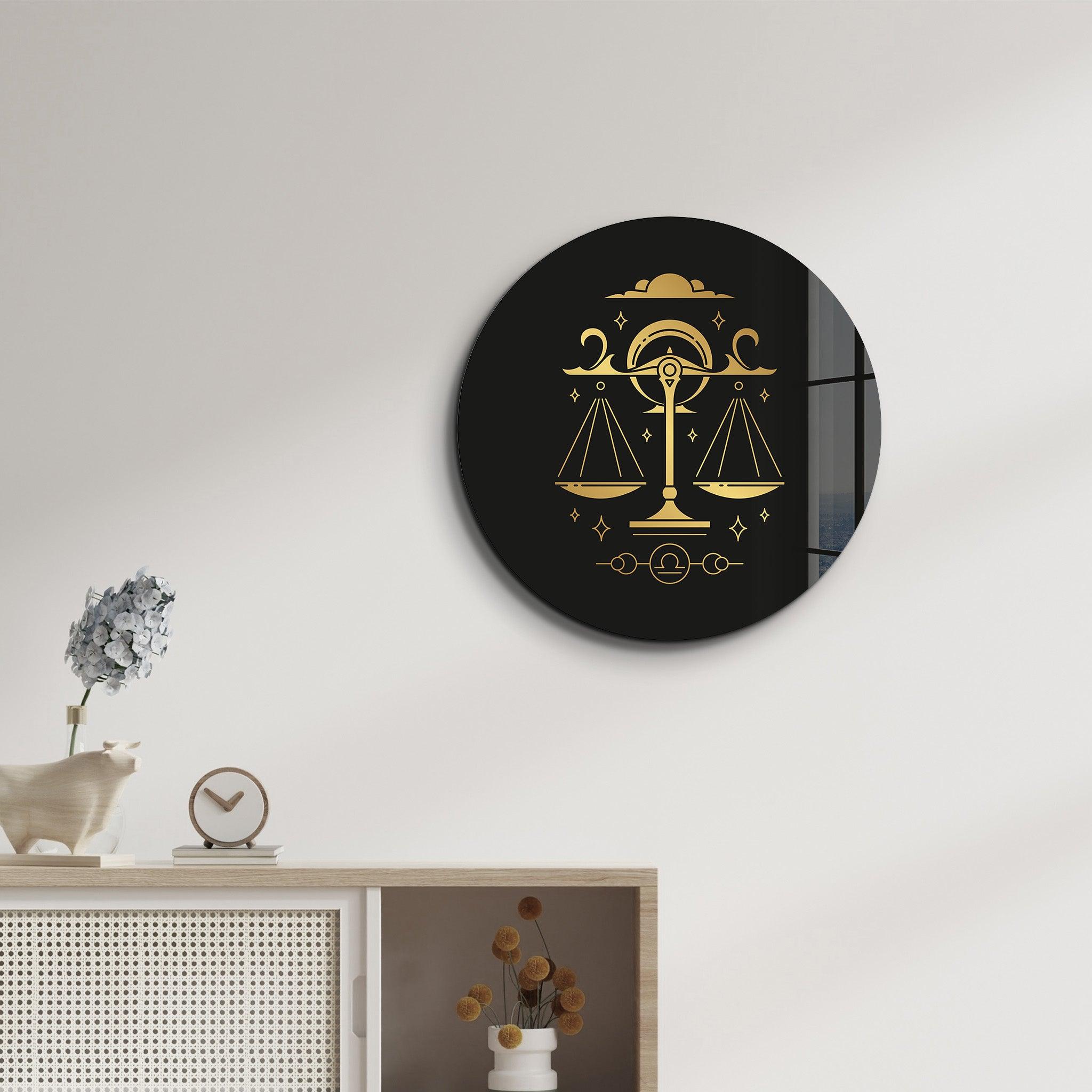 ・"Zodiac Signs - Libra"・Rounded Glass Wall Art - ArtDesigna Glass Printing Wall Art