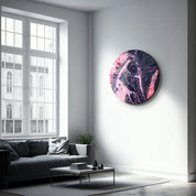 ・"Pink Marble Galaxy"・Rounded Glass Wall Art - ArtDesigna Glass Printing Wall Art