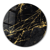 ・"Black Marble"・Rounded Glass Wall Art - ArtDesigna Glass Printing Wall Art