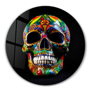 ・"Mexican Sugar Skull"・Rounded Glass Wall Art - ArtDesigna Glass Printing Wall Art