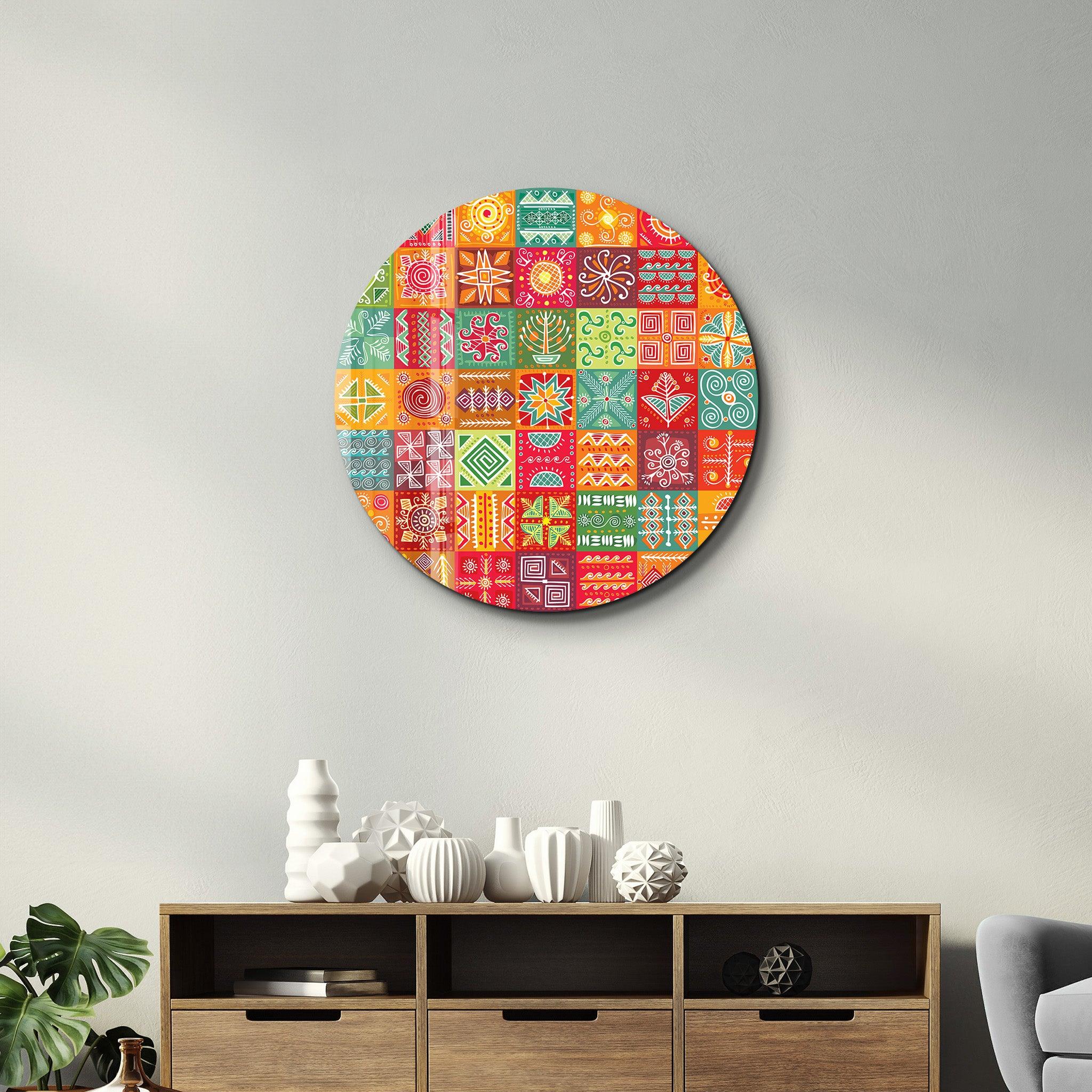 ・"Mosaica 2"・Rounded Glass Wall Art - ArtDesigna Glass Printing Wall Art