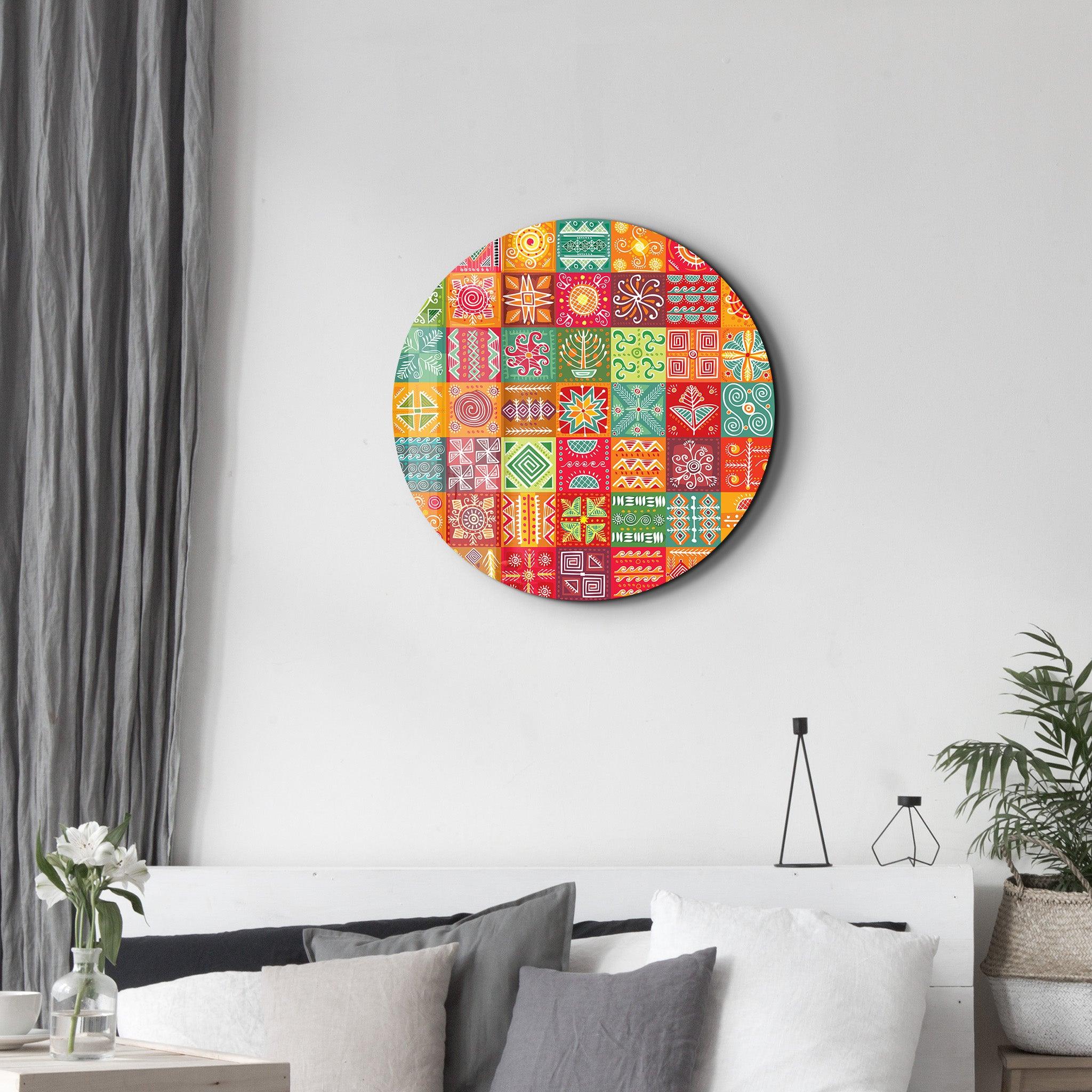 ・"Mosaica 2"・Rounded Glass Wall Art - ArtDesigna Glass Printing Wall Art