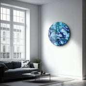 ・"Turquoise Abstract"・Rounded Glass Wall Art - ArtDesigna Glass Printing Wall Art