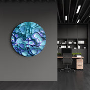 ・"Turquoise Abstract"・Rounded Glass Wall Art - ArtDesigna Glass Printing Wall Art