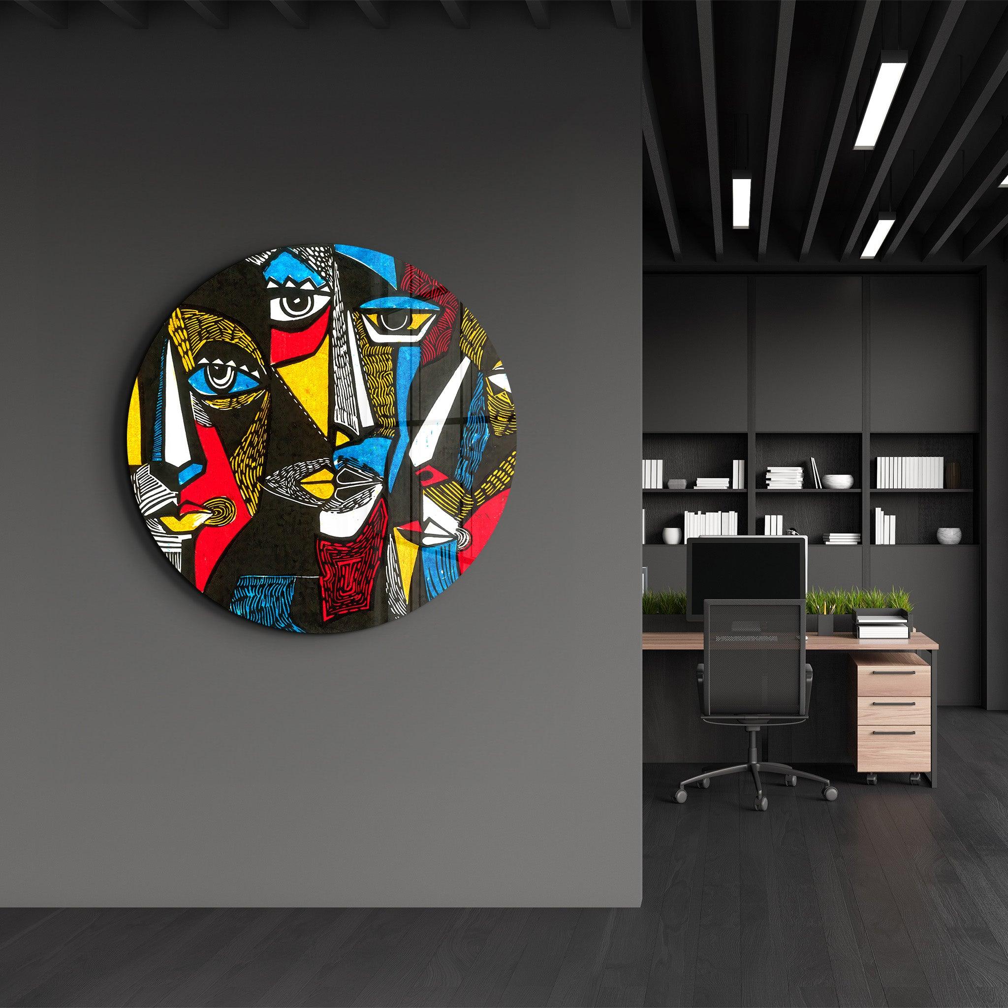 ・"African Faces Colorful"・Rounded Glass Wall Art - ArtDesigna Glass Printing Wall Art