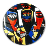 ・"African Faces Colorful 3"・Rounded Glass Wall Art