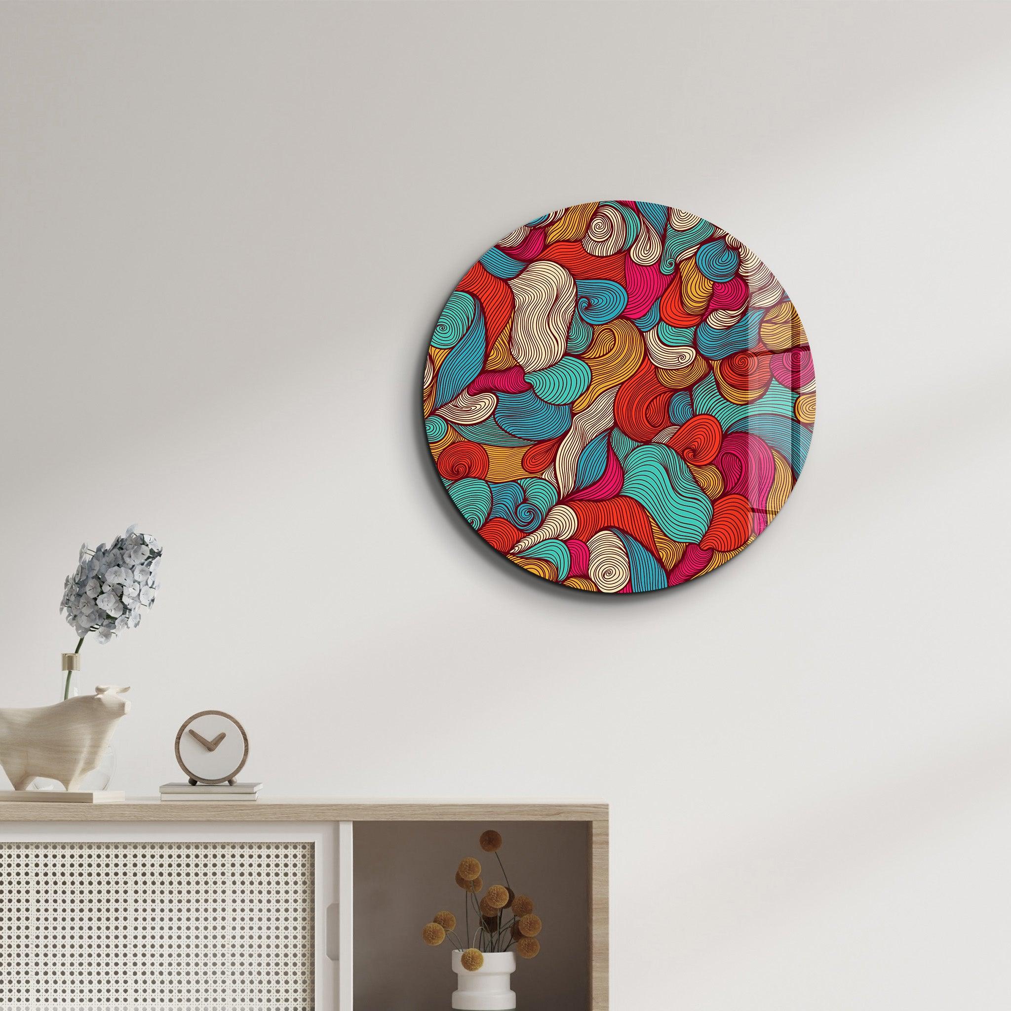 ・"Lines and Colors"・Rounded Glass Wall Art - ArtDesigna Glass Printing Wall Art