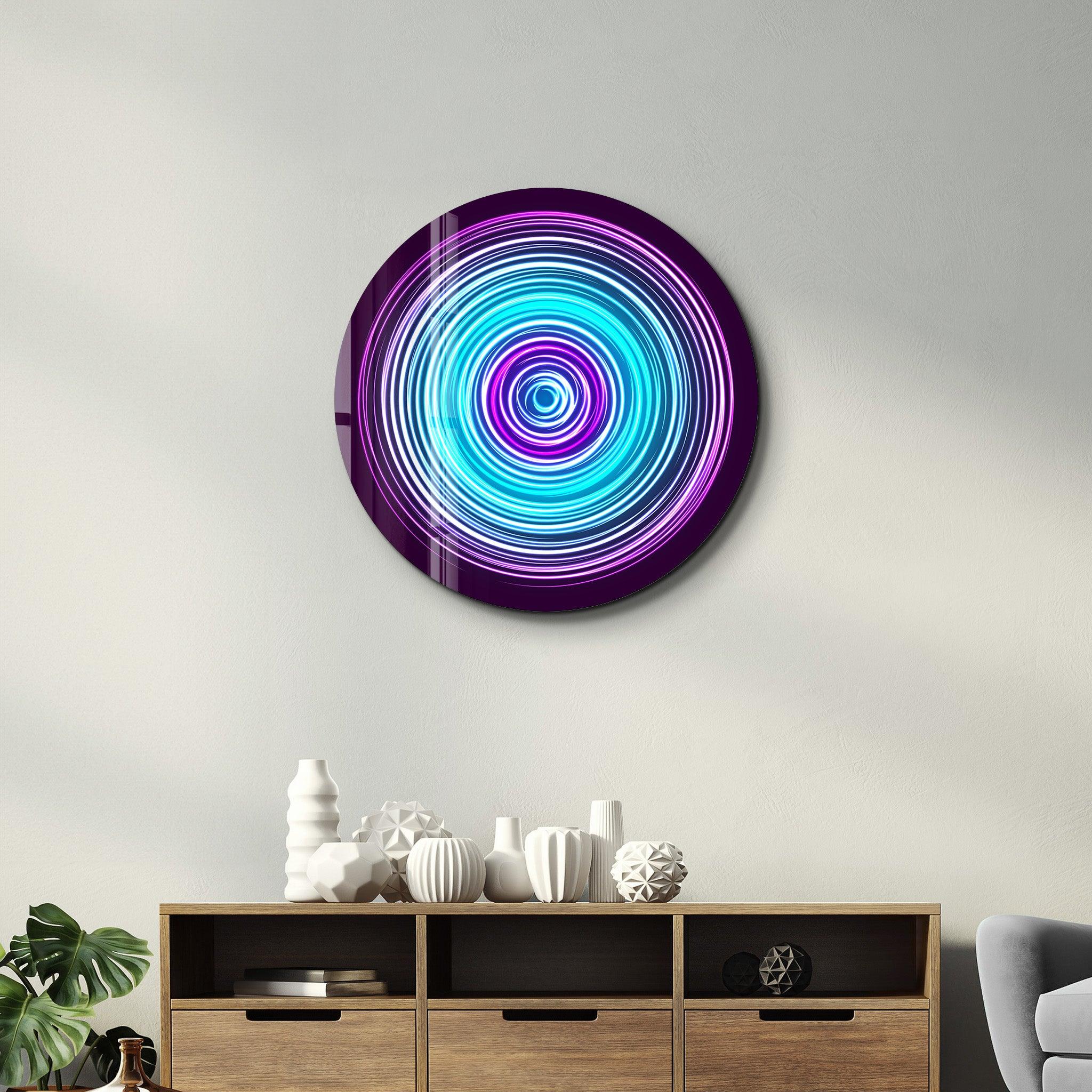 ・"Blue Swirl"・Rounded Glass Wall Art - ArtDesigna Glass Printing Wall Art