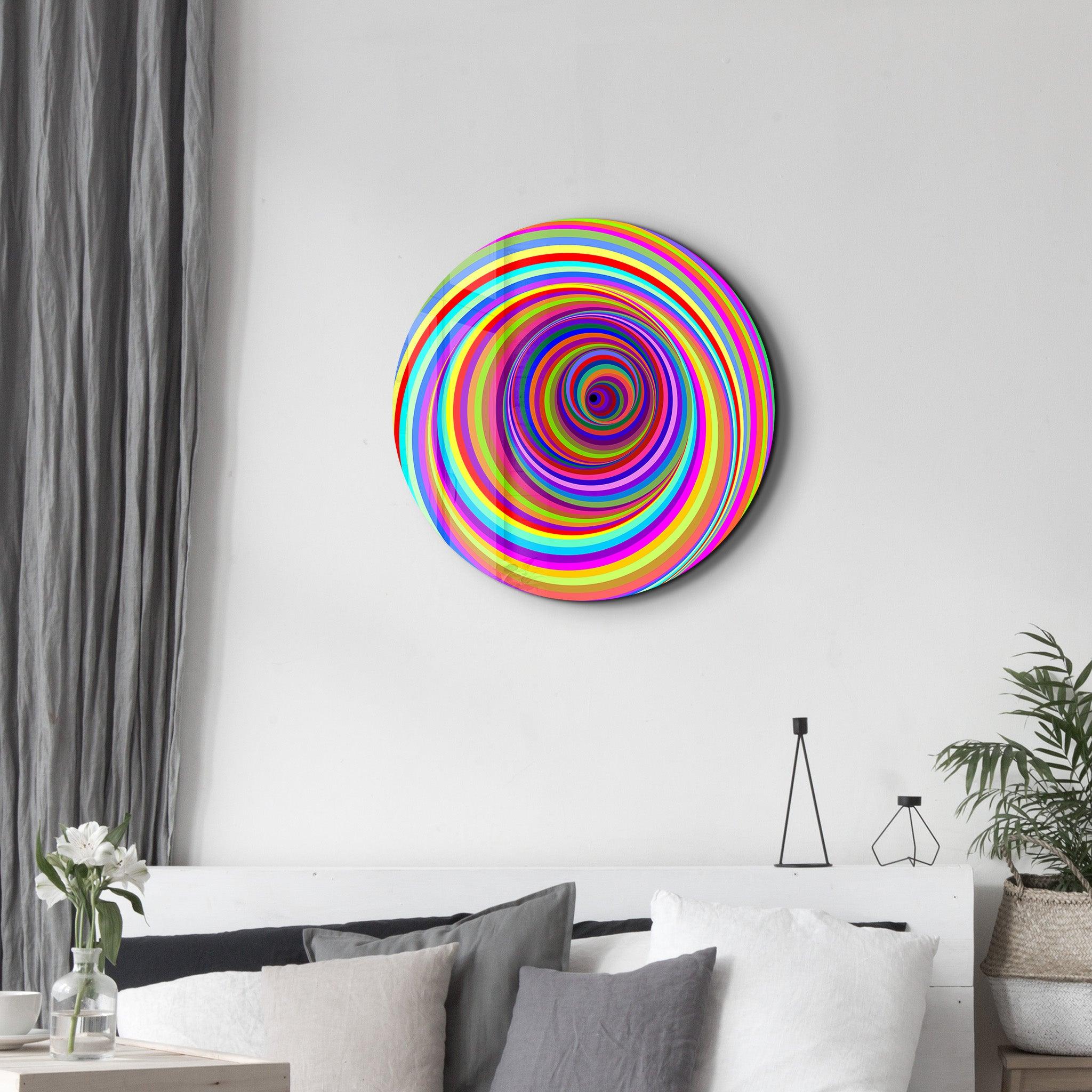 ・"Candy Swirl"・Rounded Glass Wall Art - ArtDesigna Glass Printing Wall Art