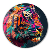 ・"Tiger Illustration"・Rounded Glass Wall Art - ArtDesigna Glass Printing Wall Art