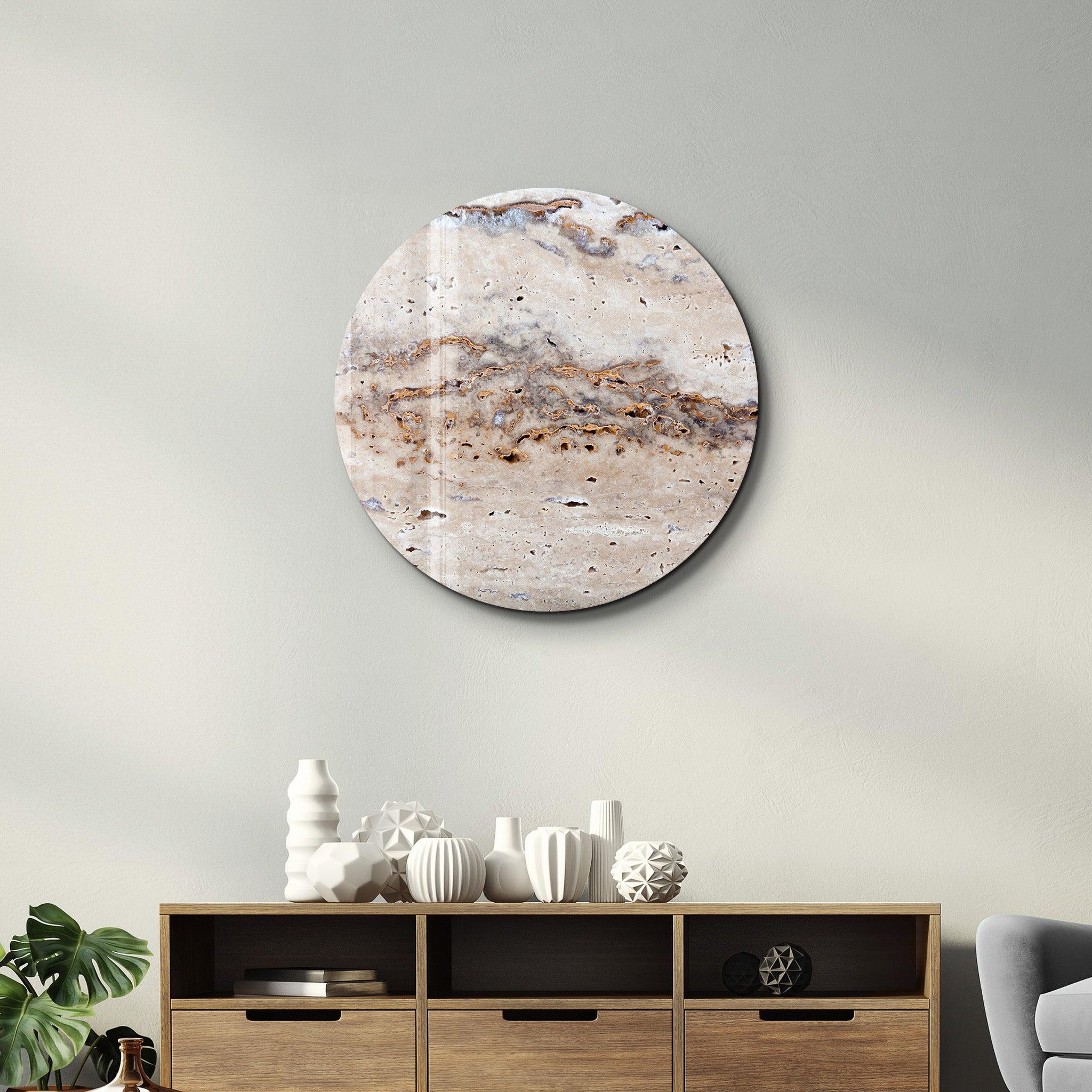 ・"Travertine - Original "・Rounded Glass Wall Art - ArtDesigna Glass Printing Wall Art