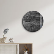 ・"Travertine - Moon - Black"・Rounded Glass Wall Art - ArtDesigna Glass Printing Wall Art