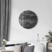 ・"Travertine - Moon - Black"・Rounded Glass Wall Art - ArtDesigna Glass Printing Wall Art