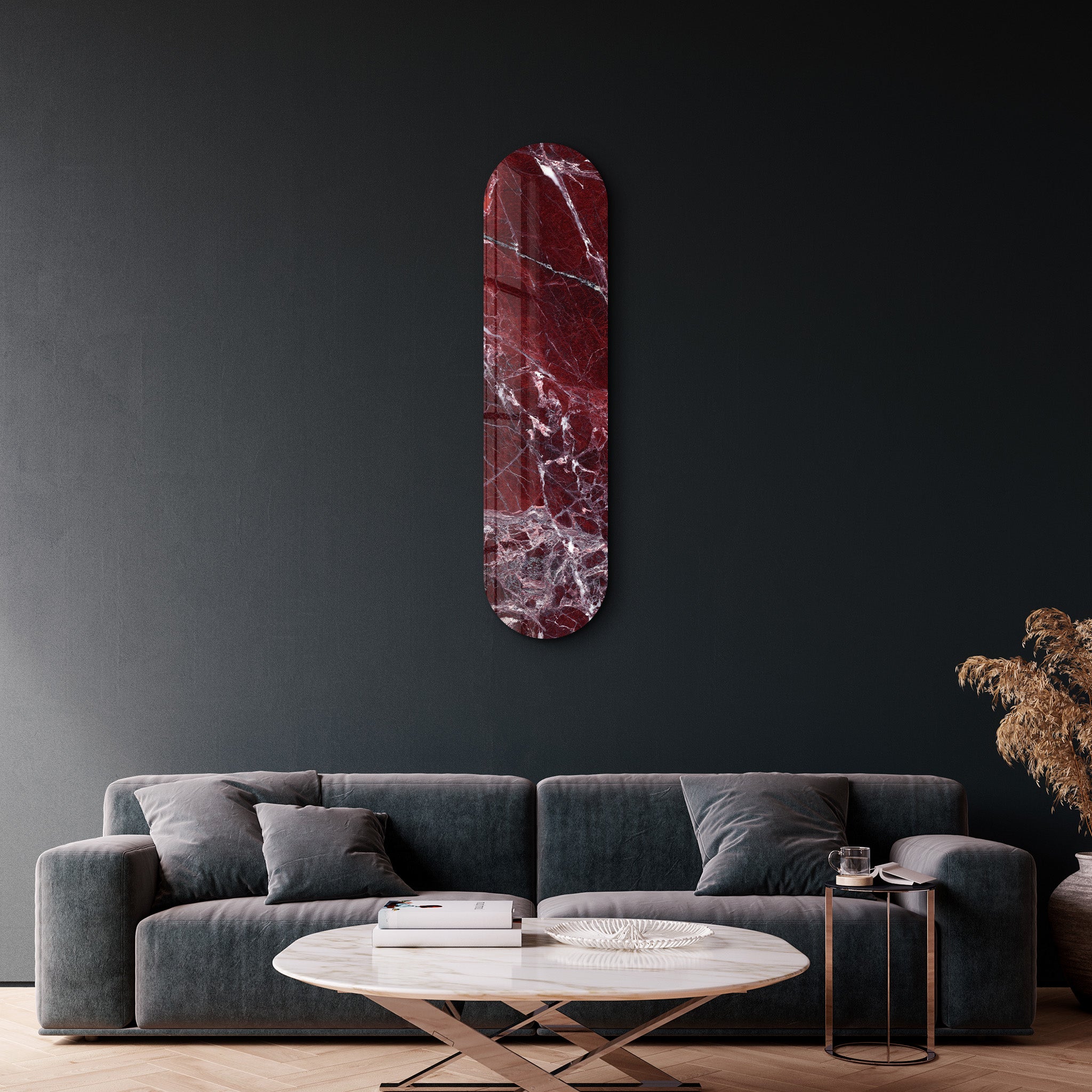 Crimson Marble 1 | Glass Wall Art