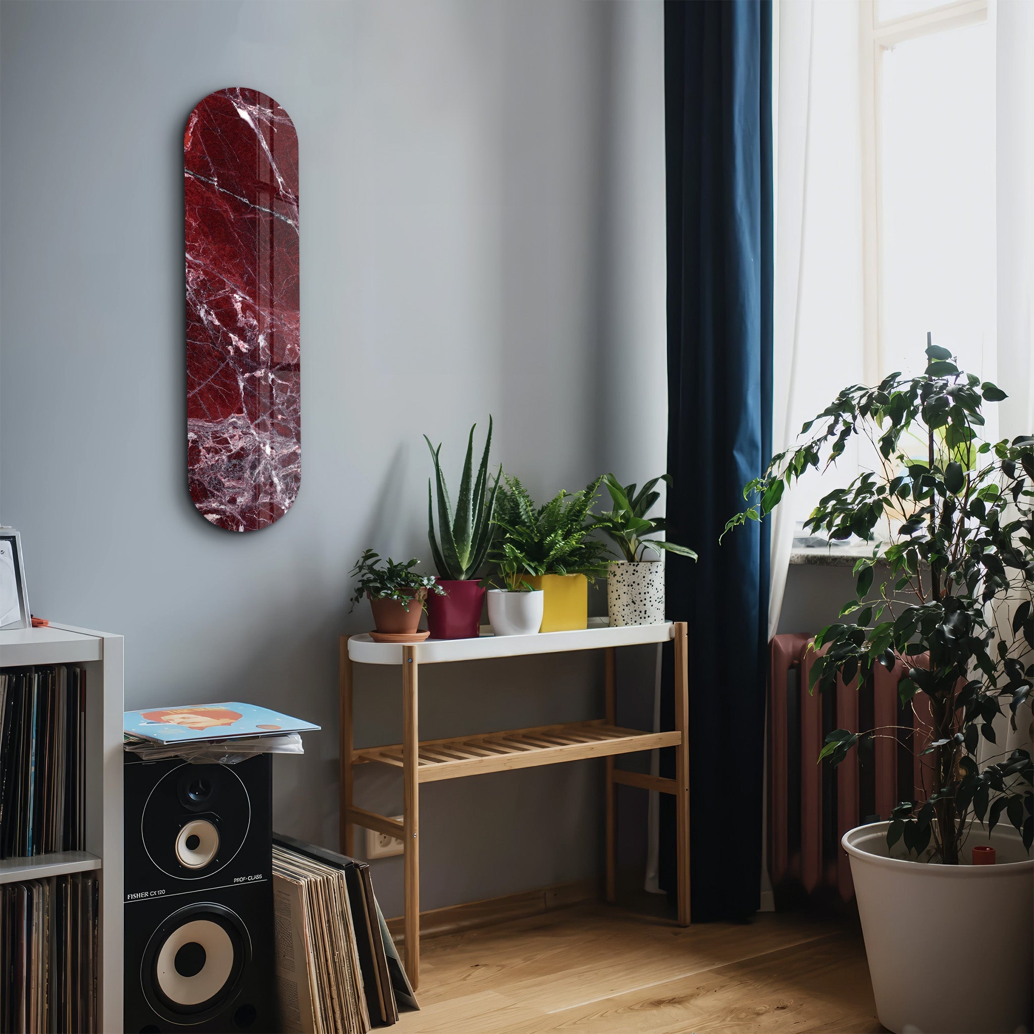 Crimson Marble 1 | Glass Wall Art