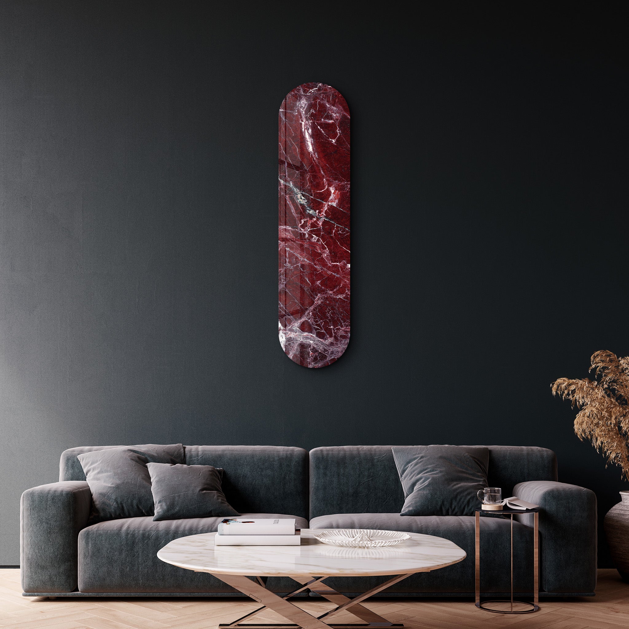 Crimson Marble 2 | Glass Wall Art