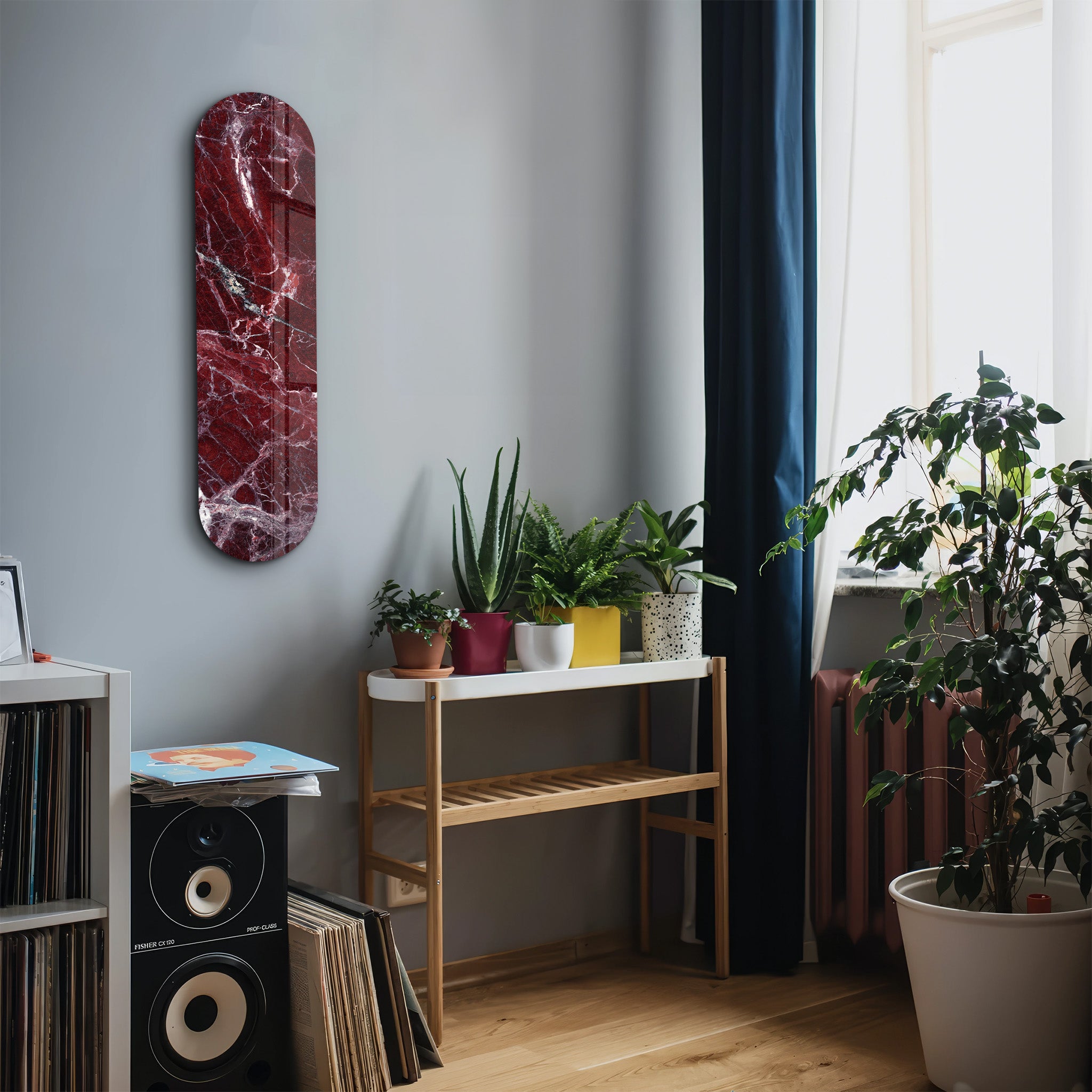 Crimson Marble 2 | Glass Wall Art