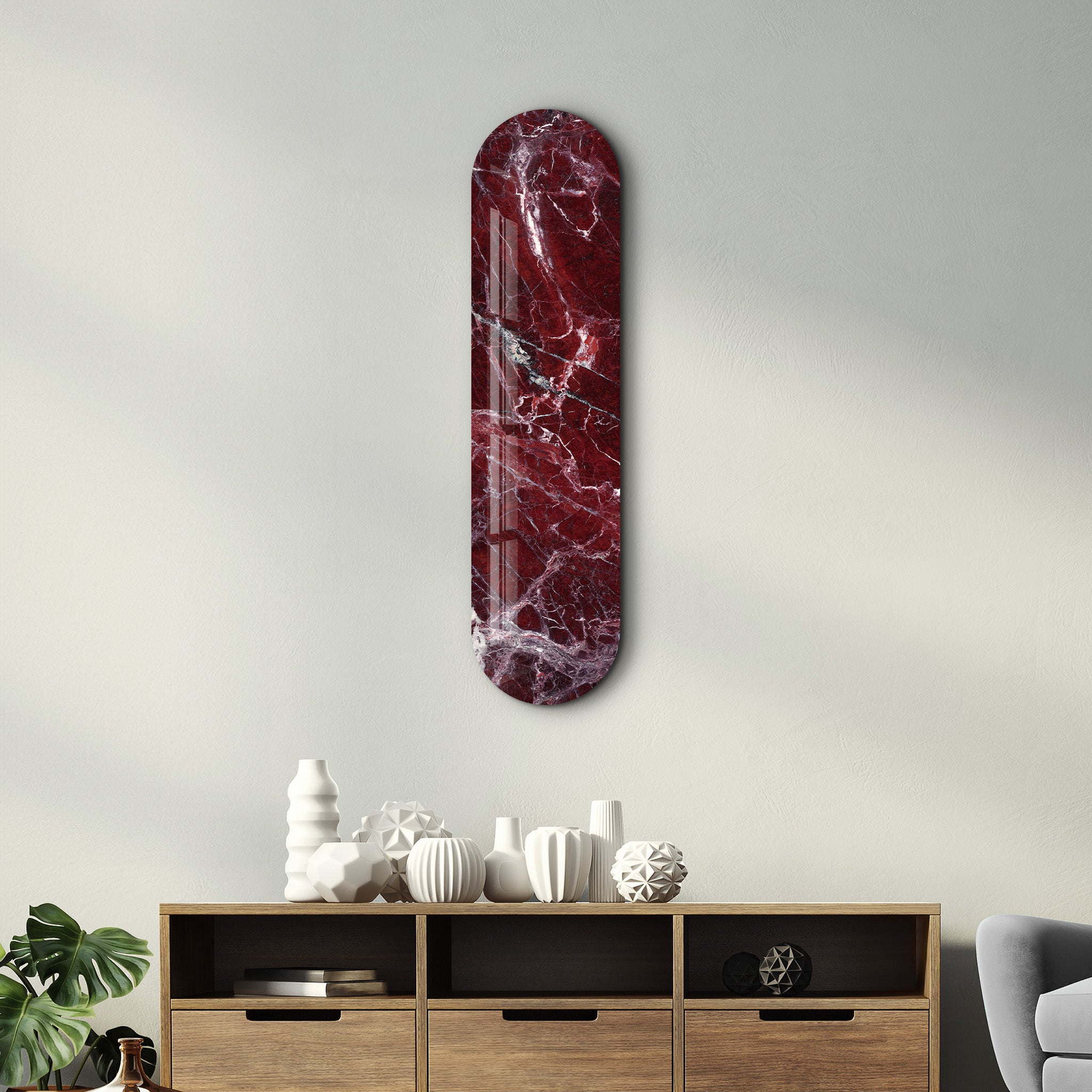 Crimson Marble 2 | Glass Wall Art