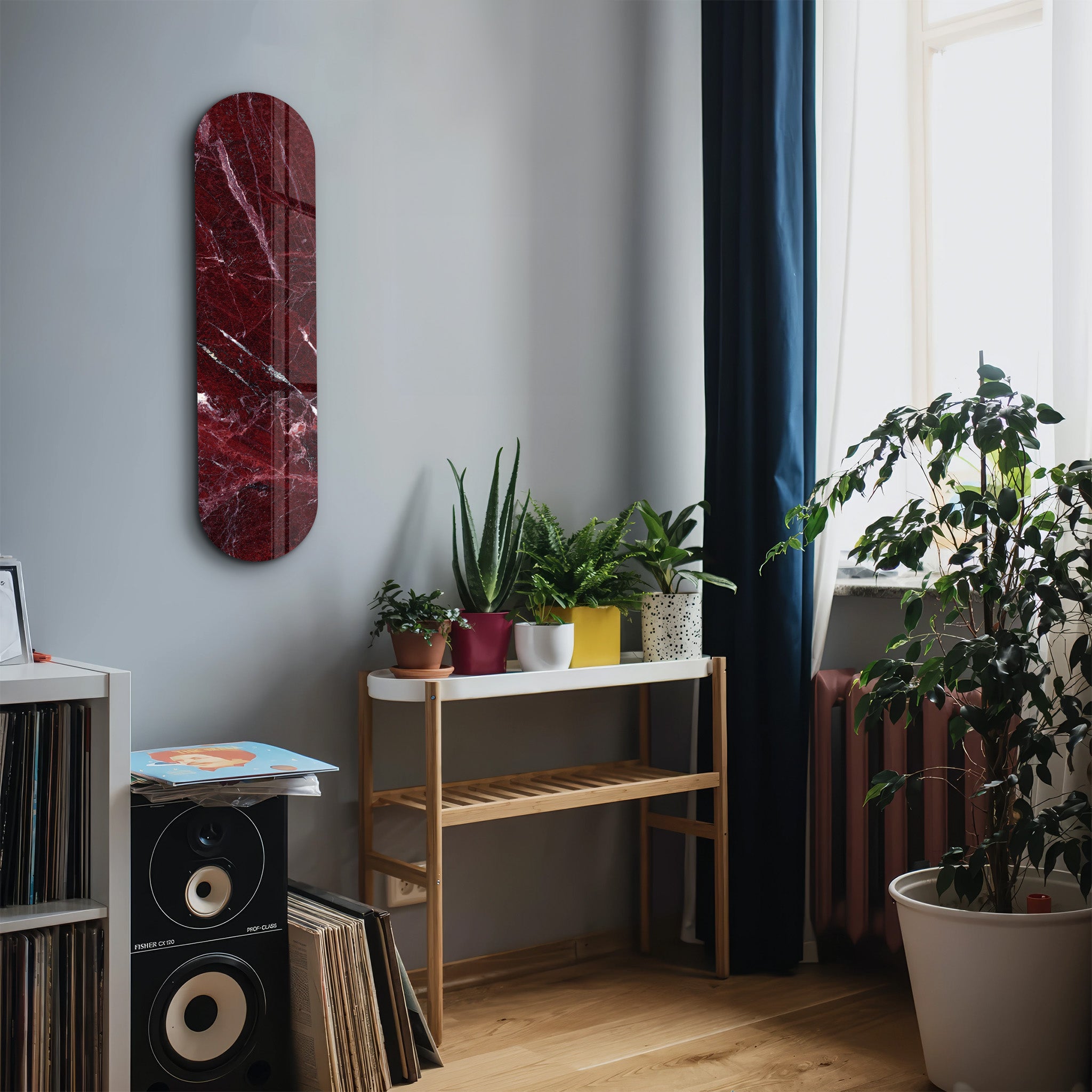 Crimson Marble 3 | Glass Wall Art