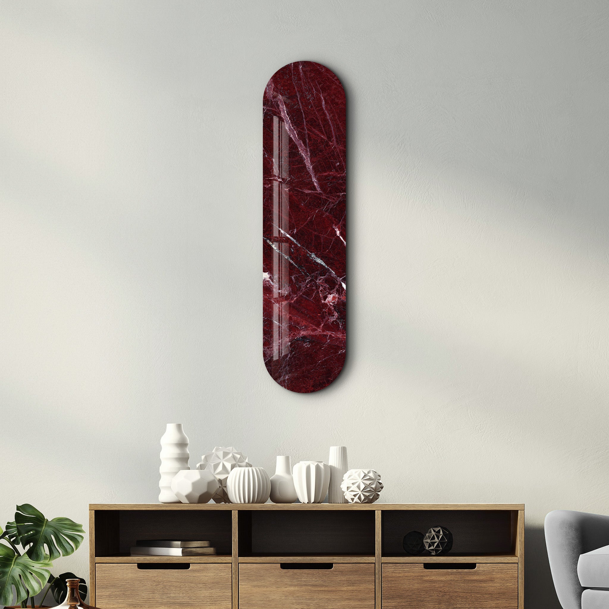 Crimson Marble 3 | Glass Wall Art