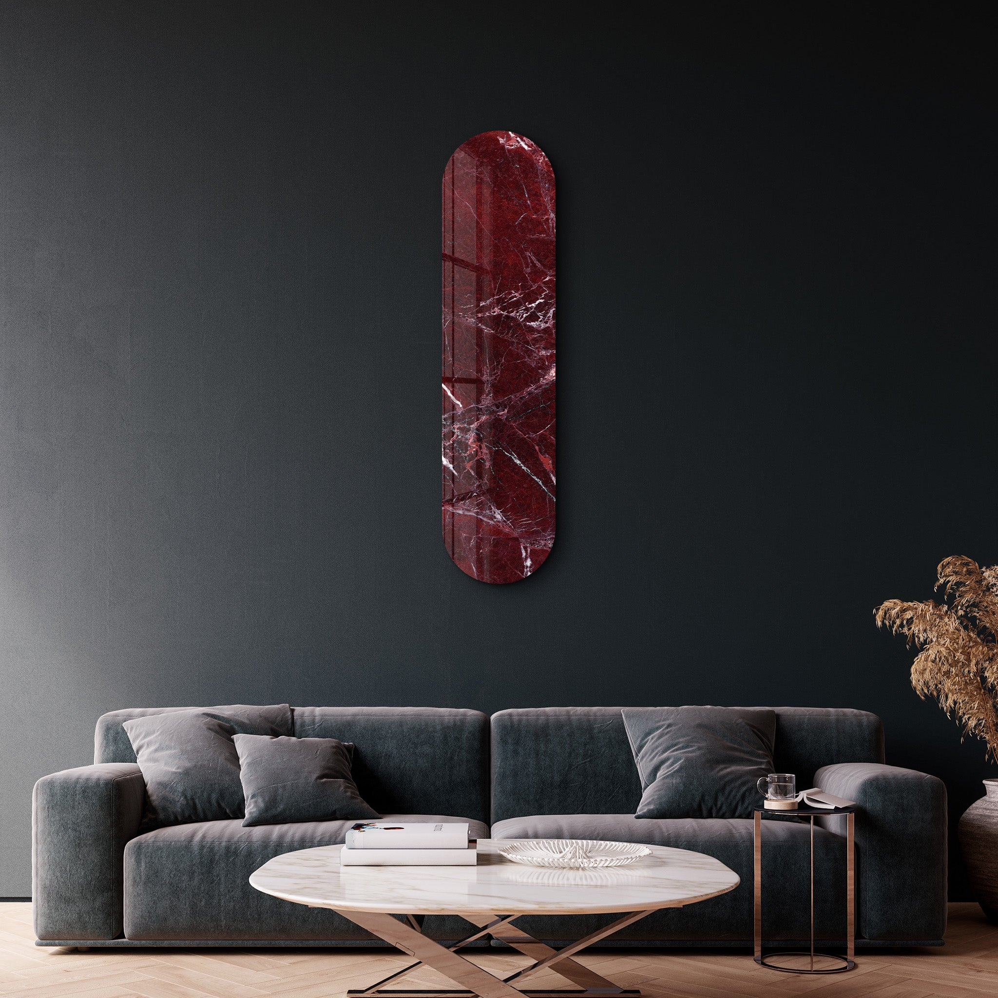 Crimson Marble 4 | Glass Wall Art