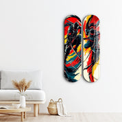 Ninja Showdown Skateboard | Glass Wall Art